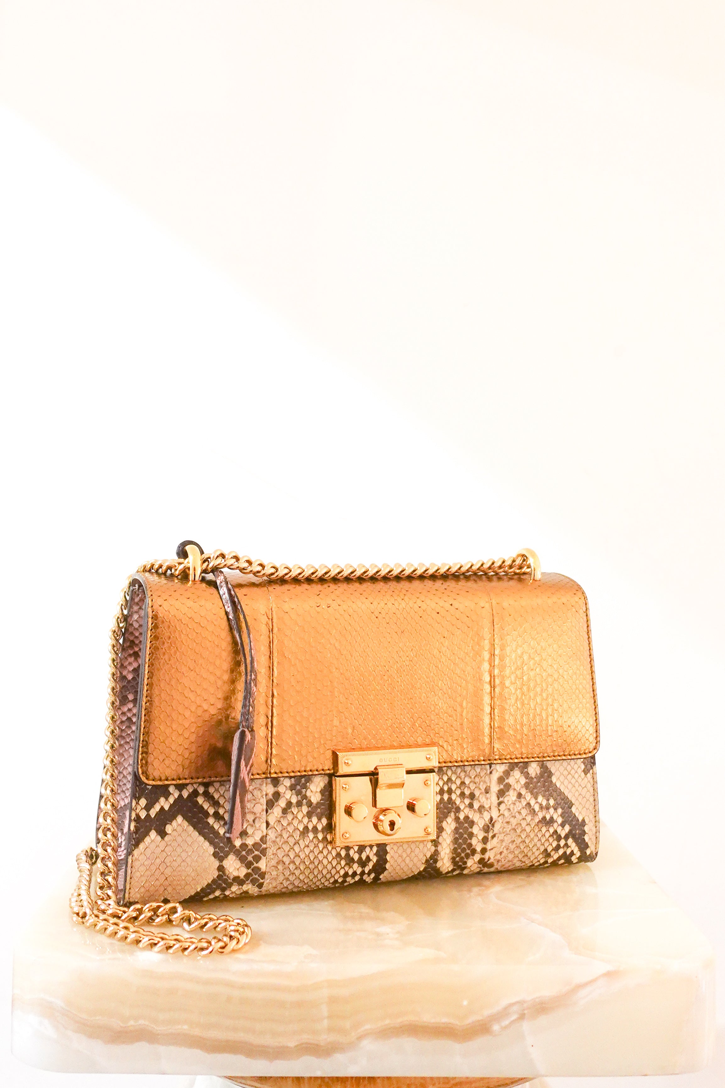 Python gold padlock handbag RRP £1.5k