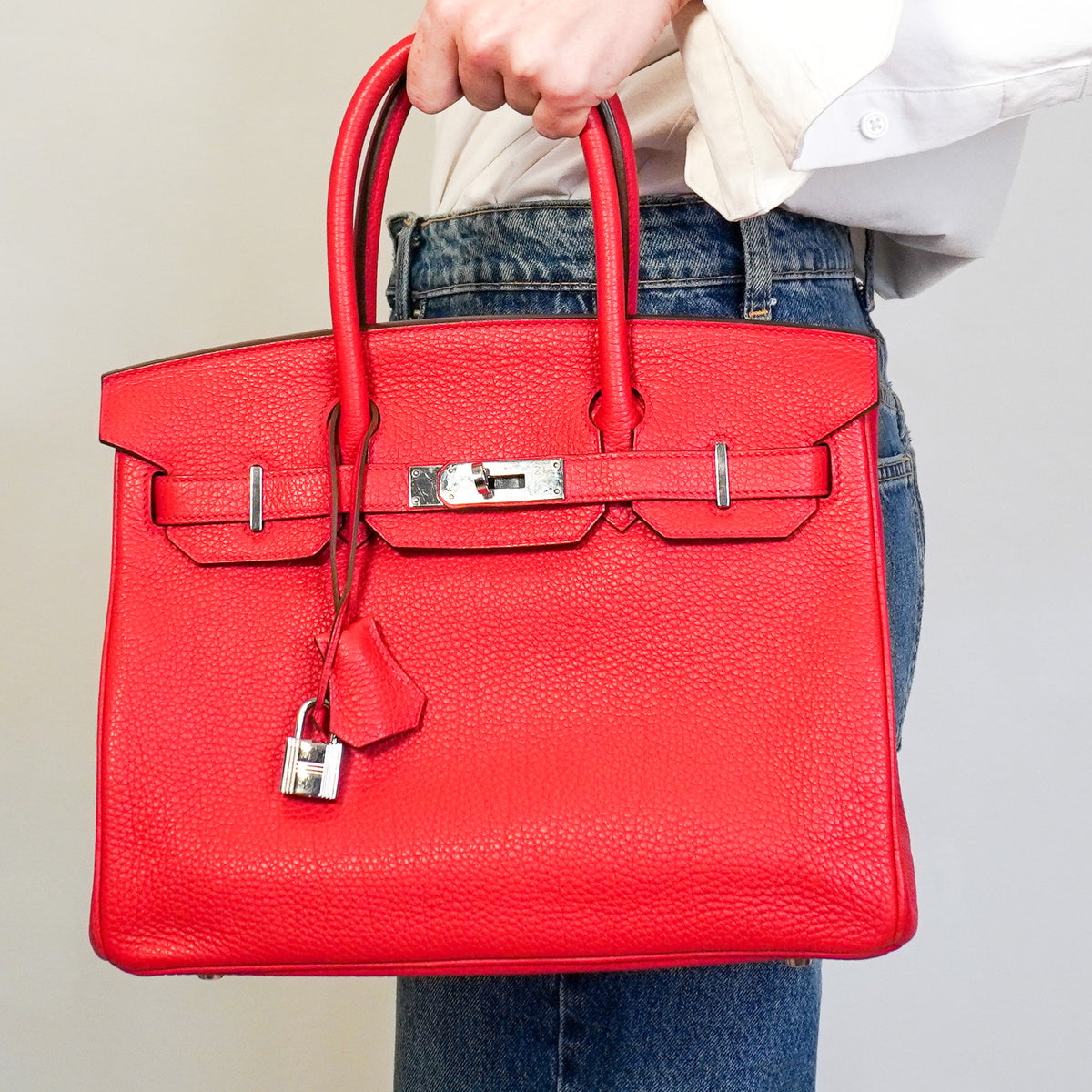 Hermes Birkin 30 Togo Palladium Hardware Rouge Casaque | Authentic Preloved