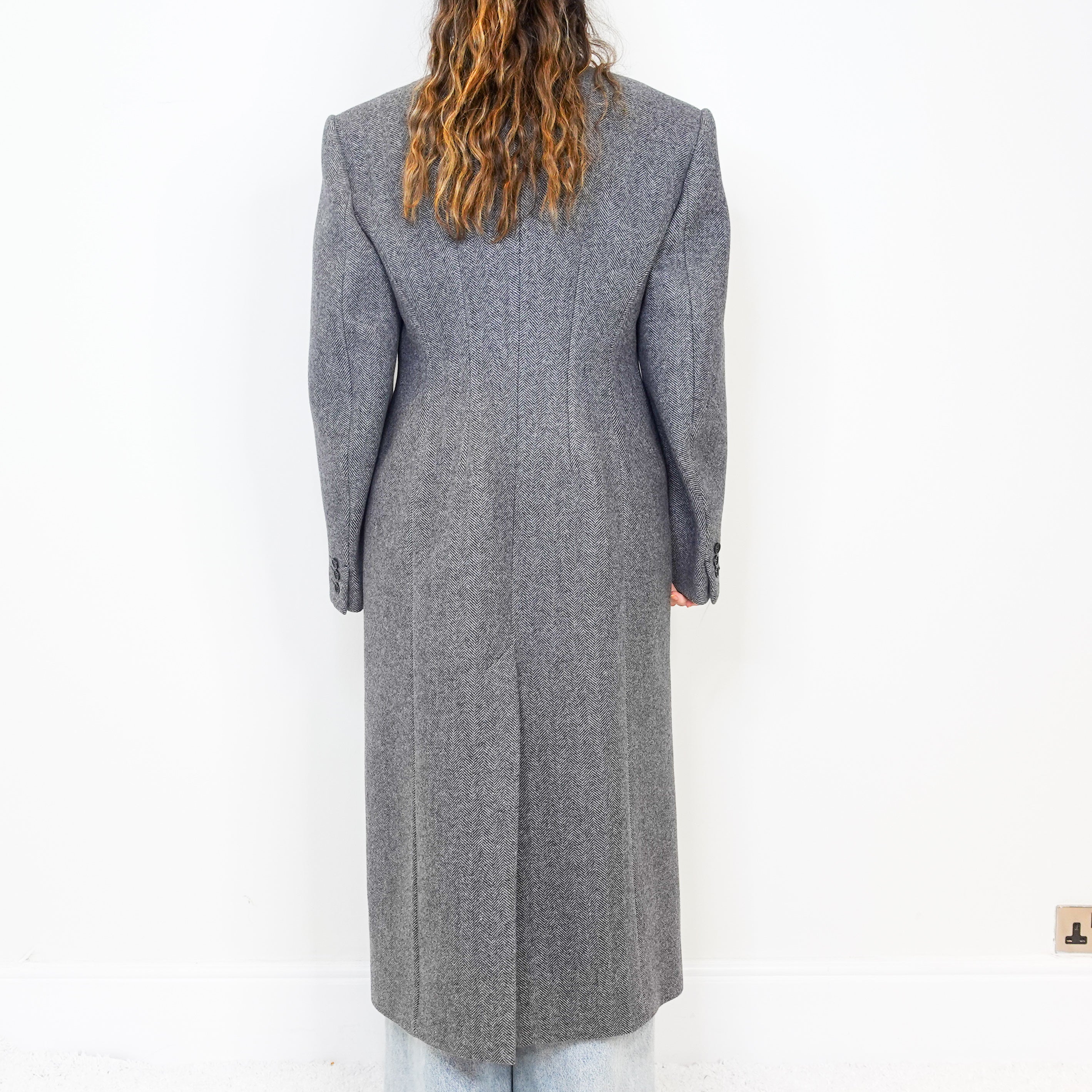 Long line herringbone coat RRP £1.2K