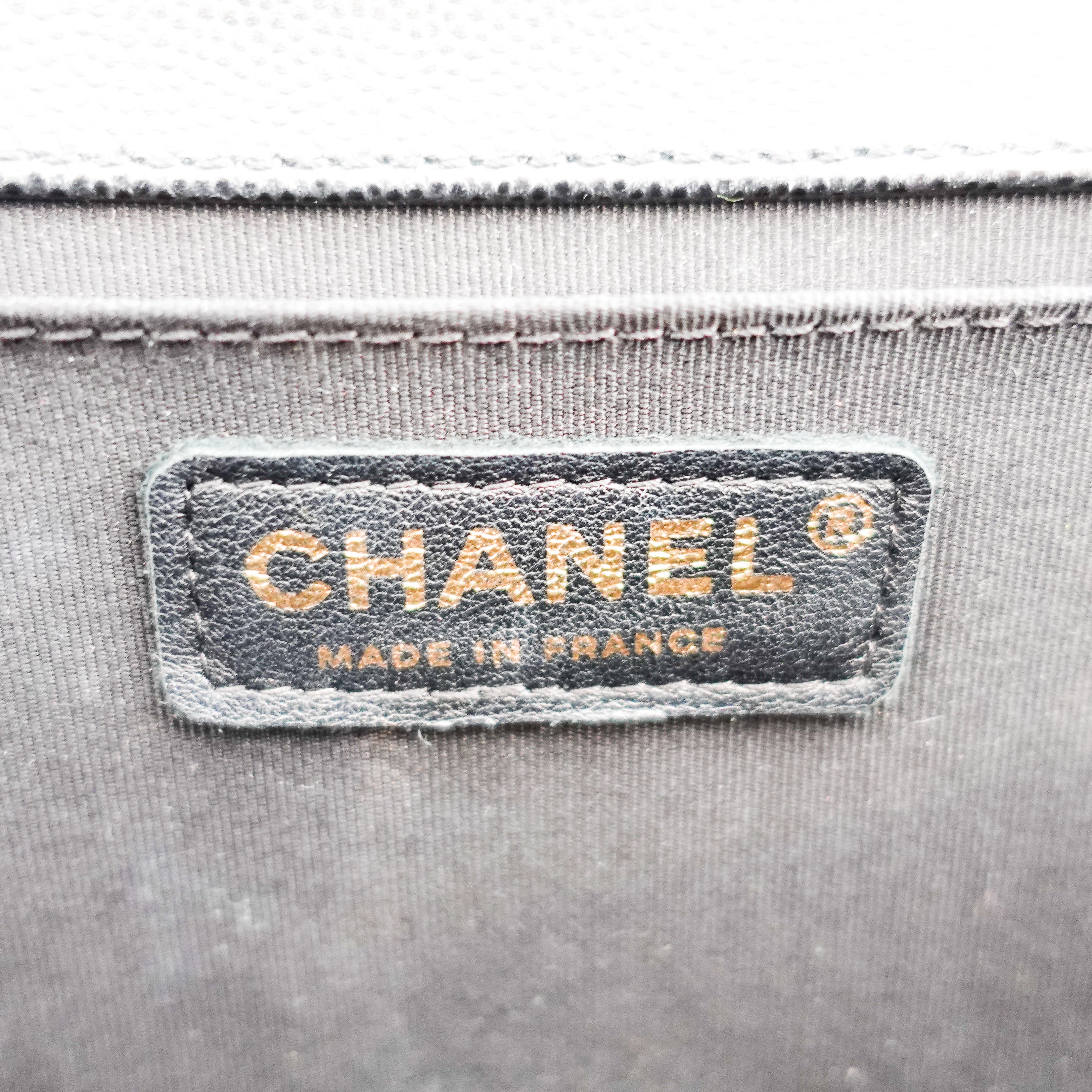 Chanel Medium Boy Bag in black caviar leather with gold CC clasp RRP £6,000 | Authentic Preloved