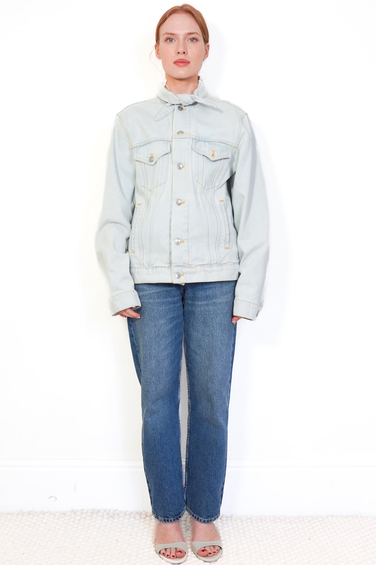 Balenciaga Scarf Frayed Light Wash Denim Jacket (RRP £1300) | Authentic Preloved