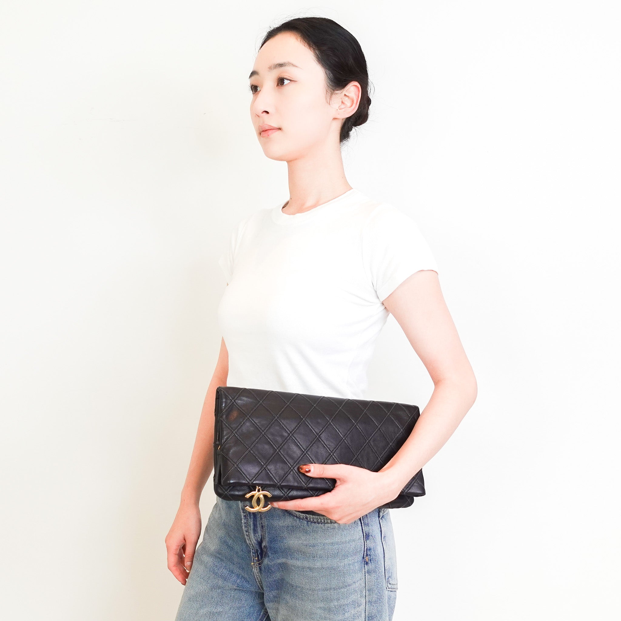 Chanel Classic CC Quilted Oversized Clutch | Authentic Preloved - Reloved Again