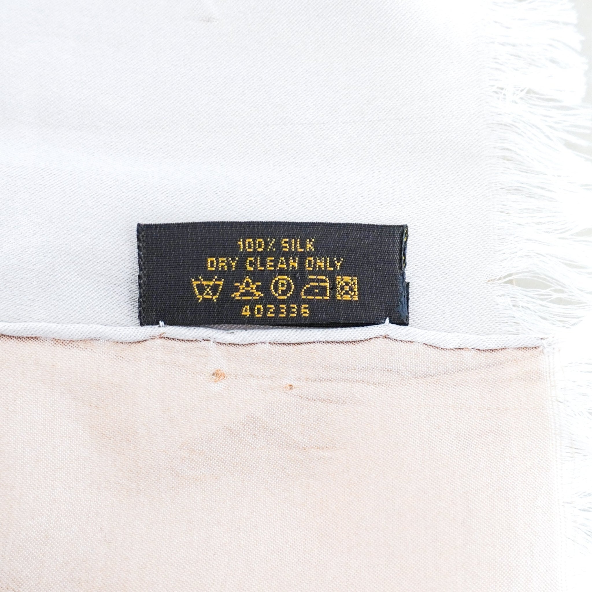 Louis Vuitton Beige Monogram Silk Scarf RRP £400 | Authentic Preloved FINAL SALE - Reloved Again