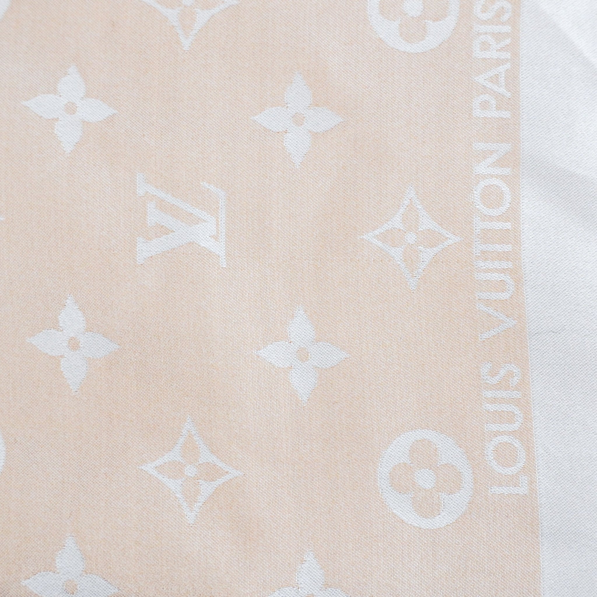 Louis Vuitton Beige Monogram Silk Scarf RRP £400 | Authentic Preloved FINAL SALE - Reloved Again