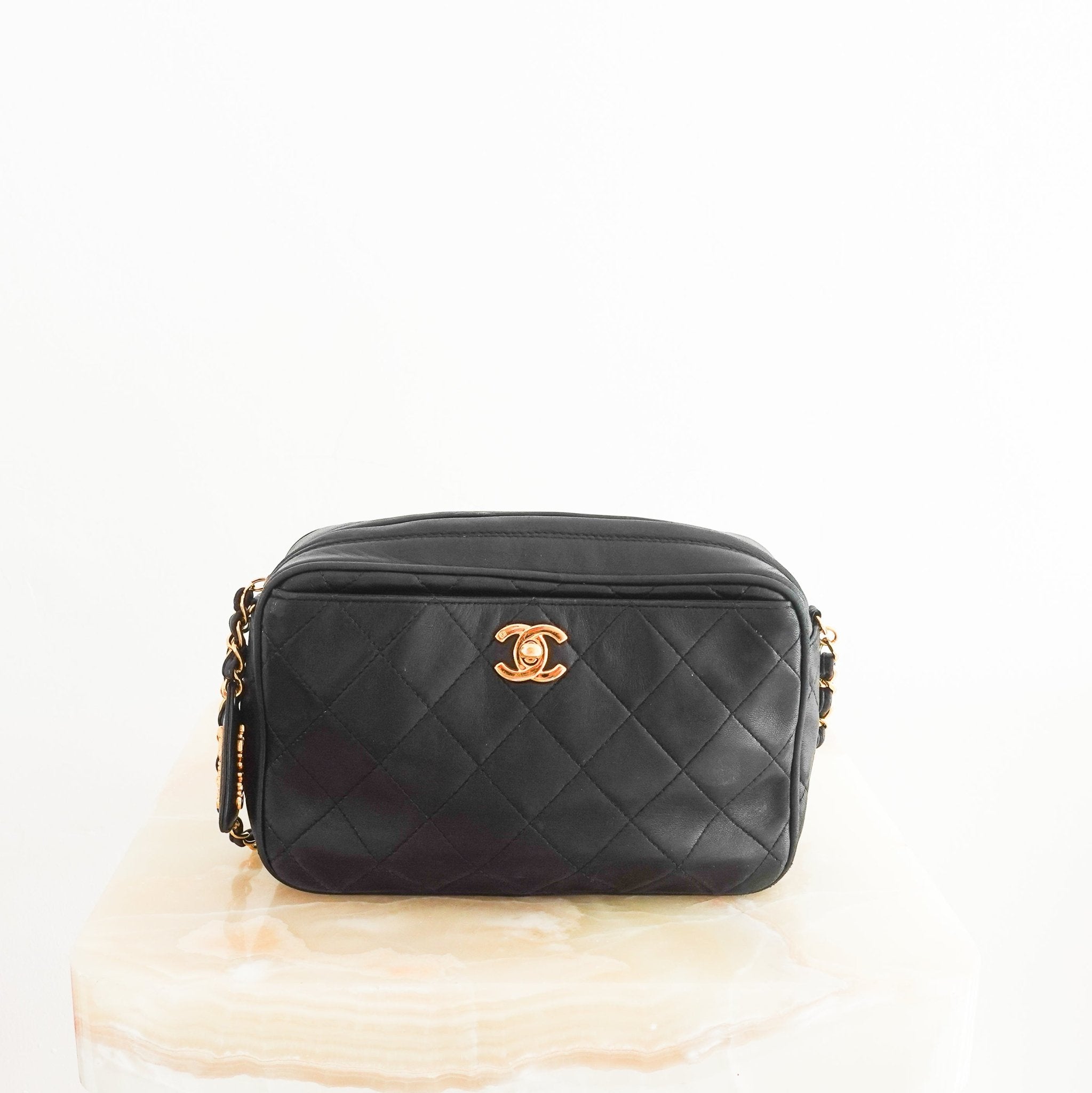 Chanel Vintage Quilted Black Lambskin CC Camera Bag RRP £5,000 | Authentic Preloved - Reloved Again