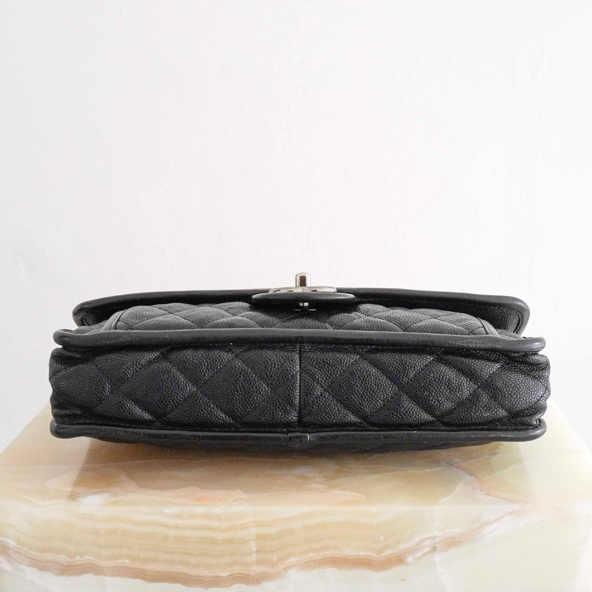 Chanel CC Medium French Riviera Single Flap Bag in Black Caviar Leather | Authentic Preloved - Reloved Again