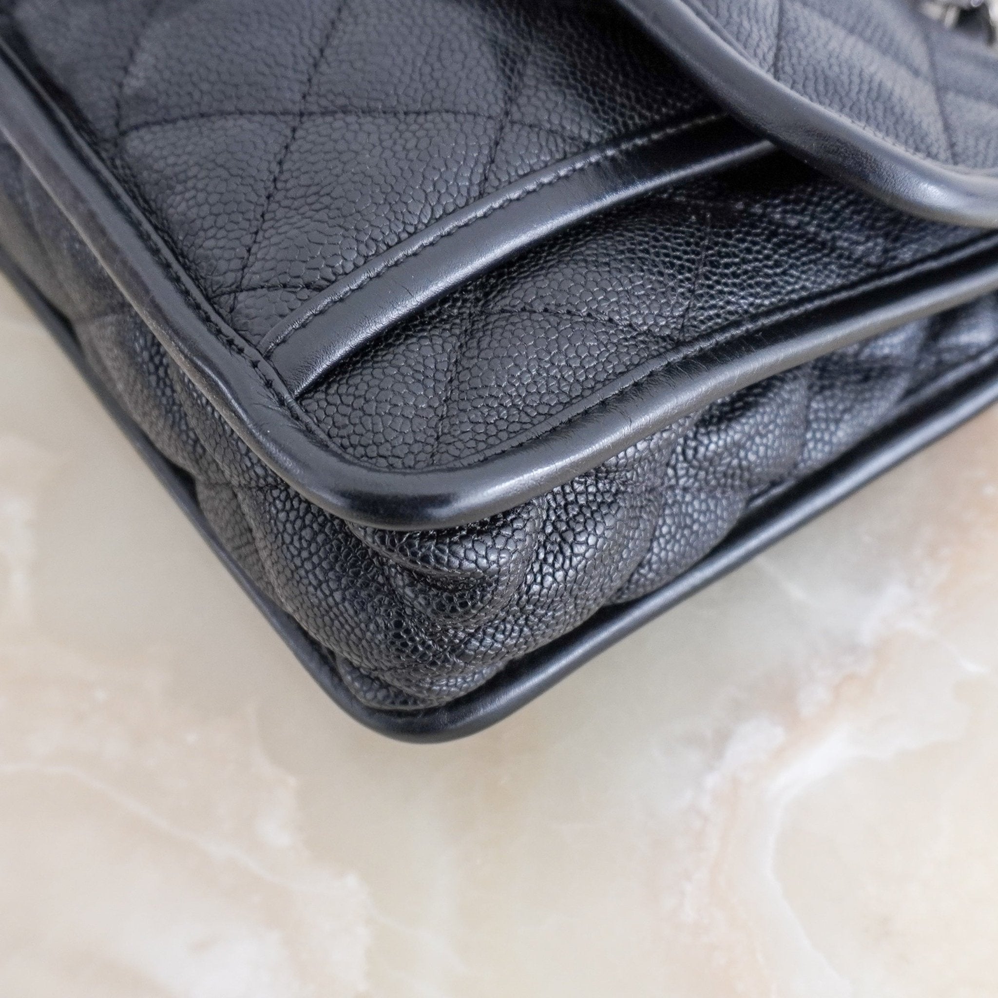 Chanel CC Medium French Riviera Single Flap Bag in Black Caviar Leather | Authentic Preloved - Reloved Again