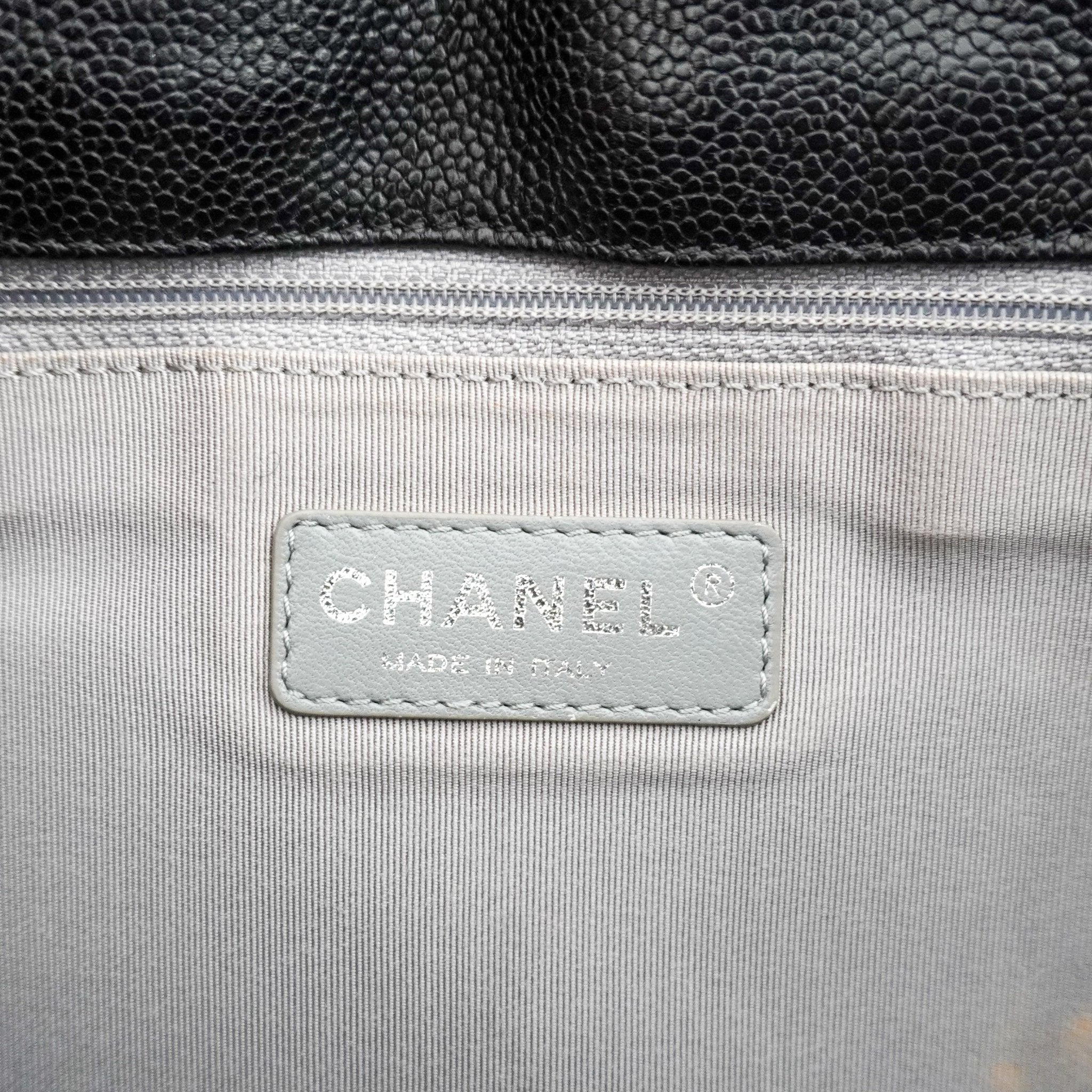 Chanel CC Medium French Riviera Single Flap Bag in Black Caviar Leather | Authentic Preloved - Reloved Again