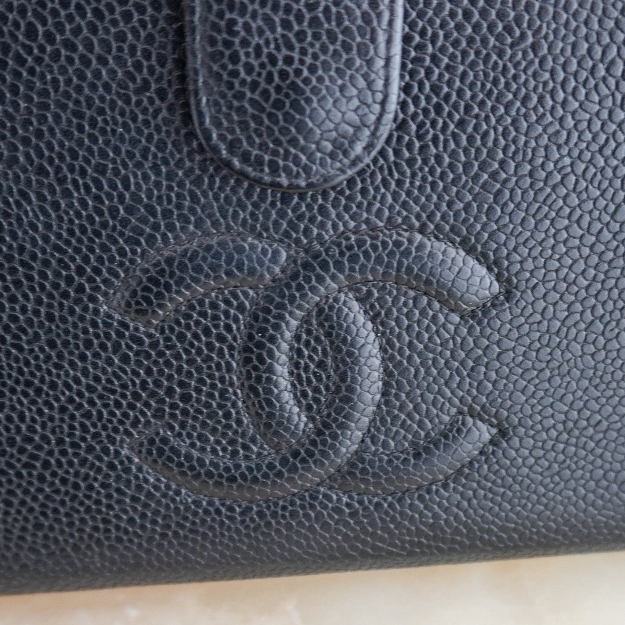 Chanel Vintage Black Caviar CC Long Bifold Wallet (RRP £1200) | Authentic Preloved - Reloved Again