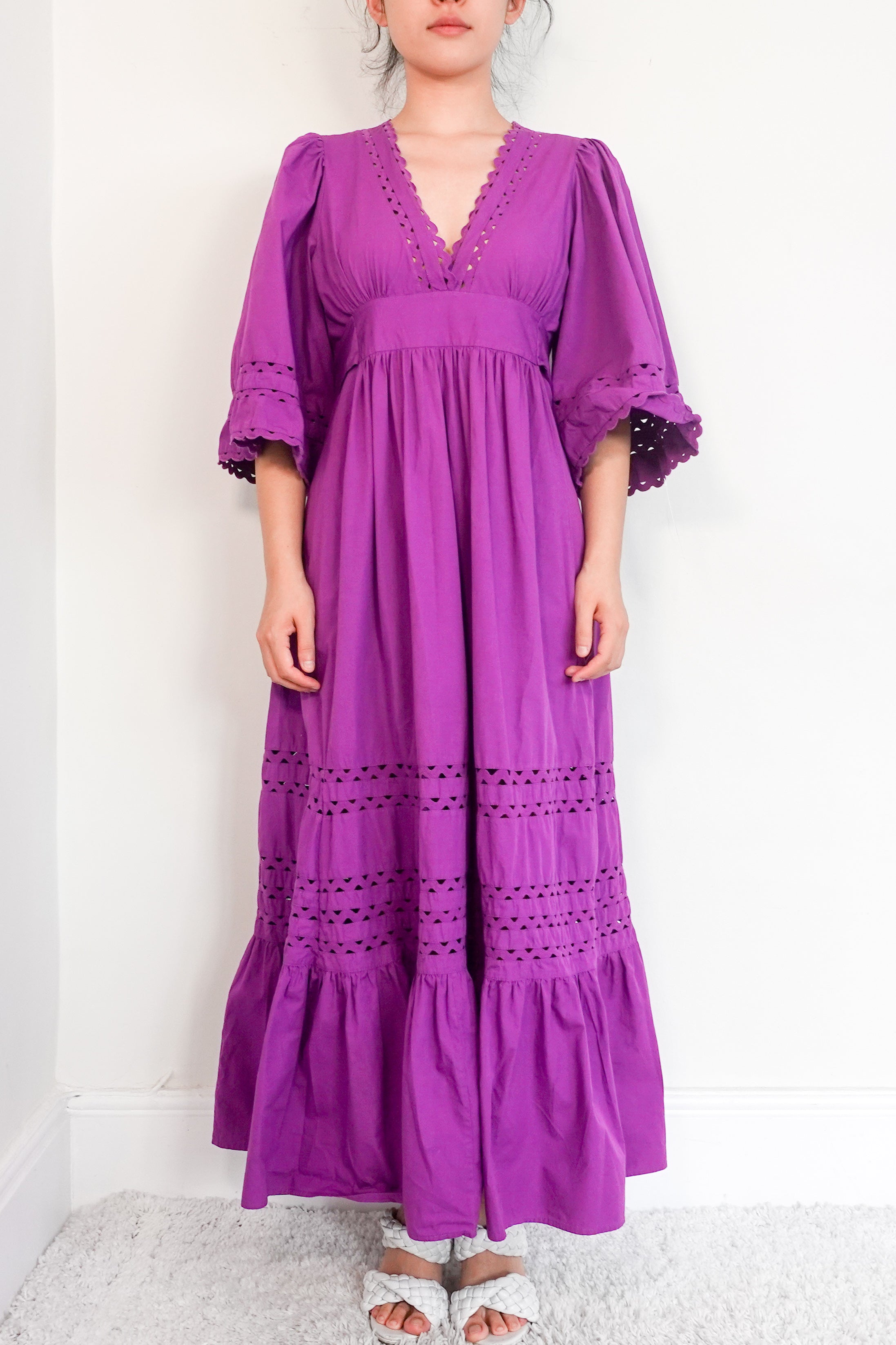 Antik Batik Purple cotton maxi Dress RRP £240 | Authentic Preloved