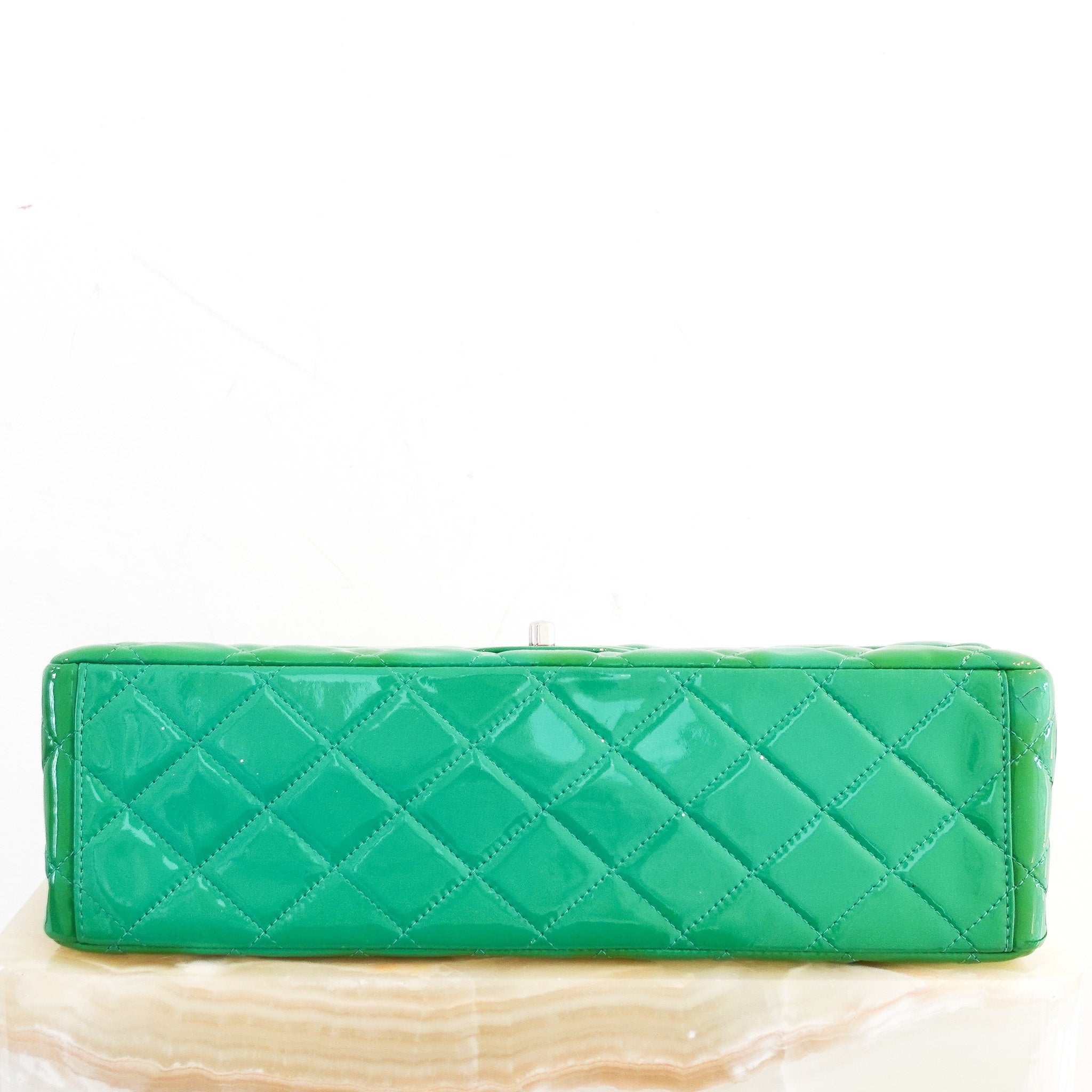 RARE Chanel Double Flap Maxi Green Patent Bag RRP £10000 | Authentic Preloved - Reloved Again