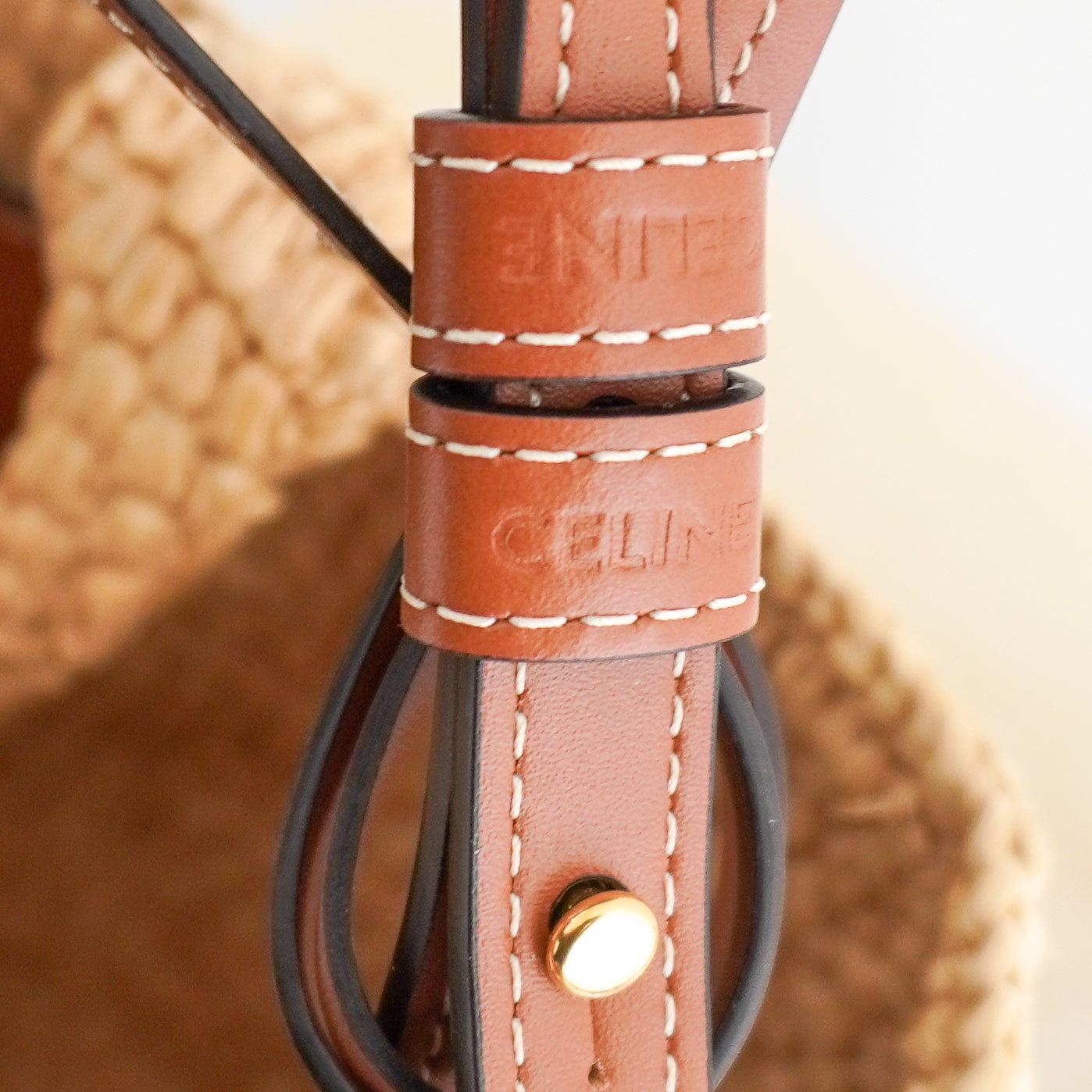 CELINE Small Cabas Thaïs in Raffia & Calfskin in Tan (RRP £1500) | Authentic Preloved