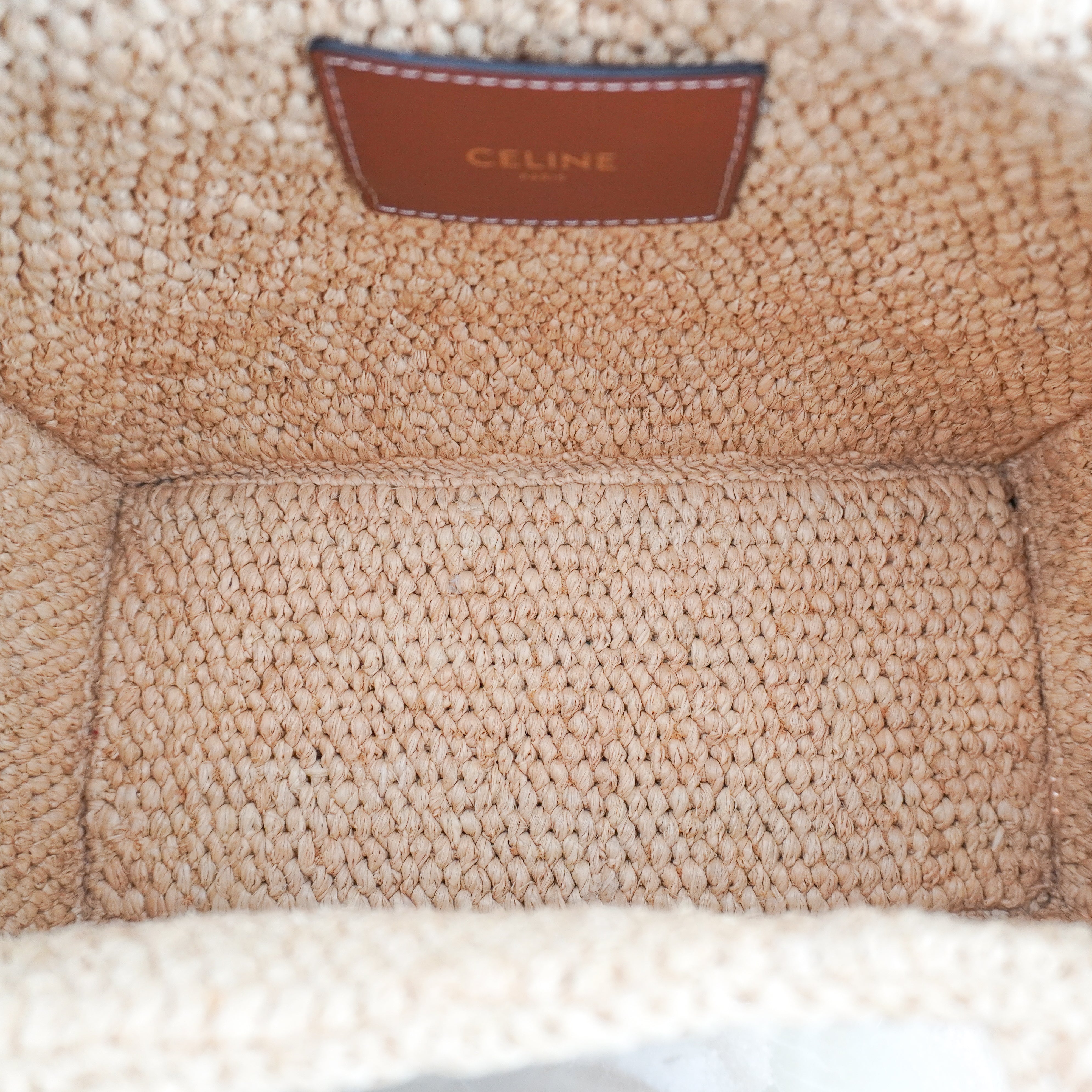 CELINE Small Cabas Thaïs in Raffia & Calfskin in Tan (RRP £1500) | Authentic Preloved