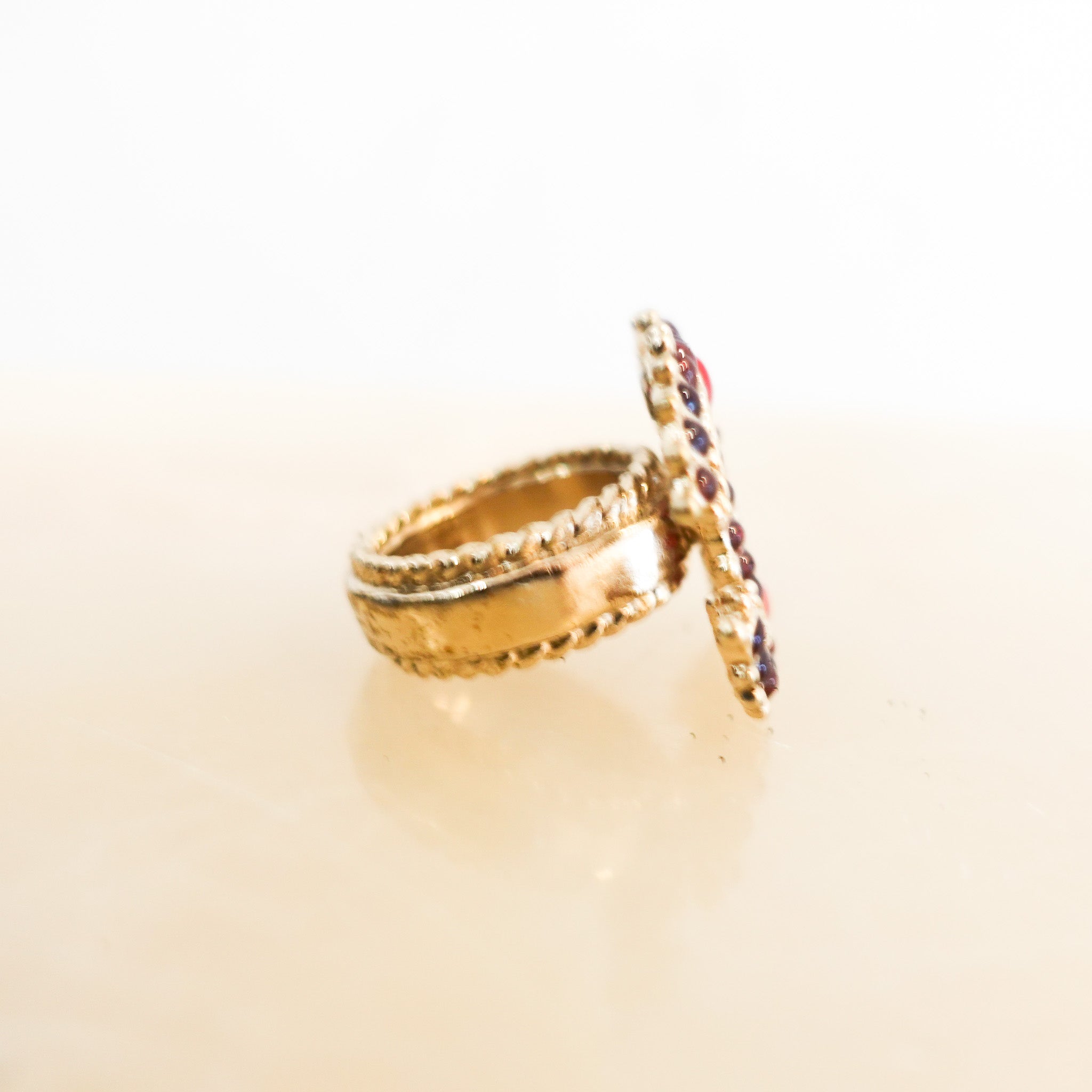 Chanel CC Red Rhinestone Cocktail Ring | Authentic Preloved - Reloved Again