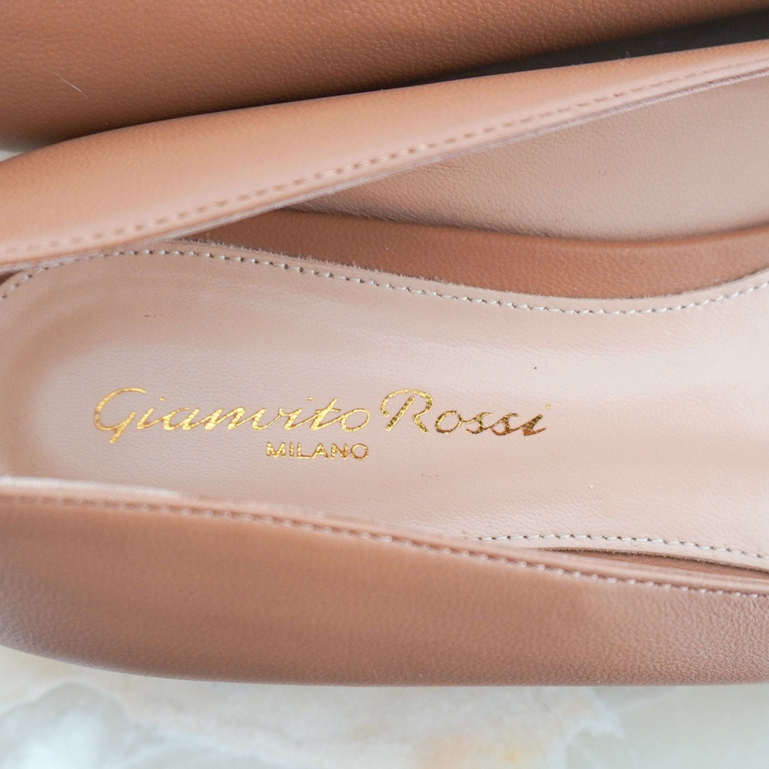 Gianvito Rossi Brown Leather Cap-Toe Ballet Flats (RRP £616) | Authentic Preloved