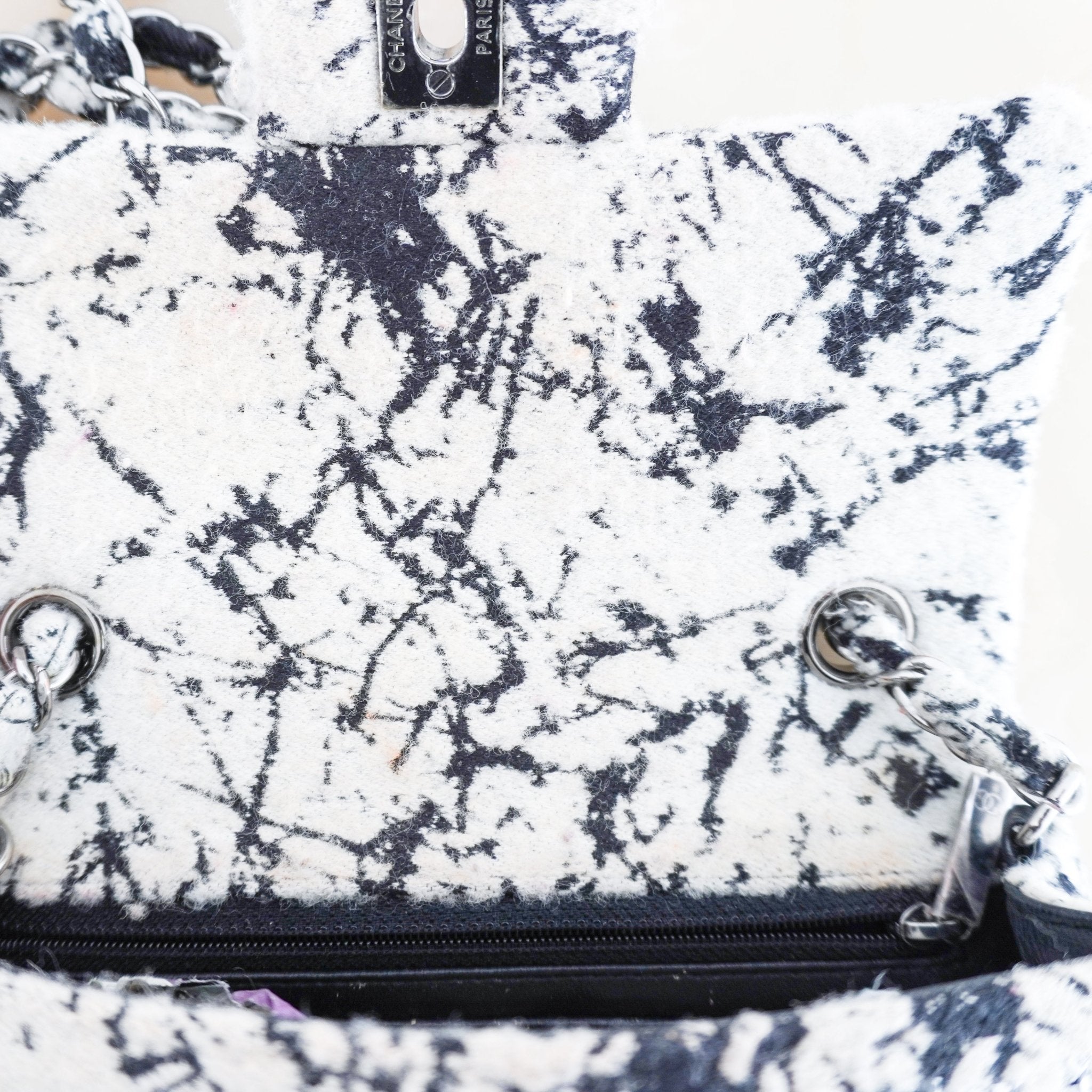 Chanel White & Black Tweed Single Flap Small Box Bag RRP £4800 | Authentic Preloved - Reloved Again