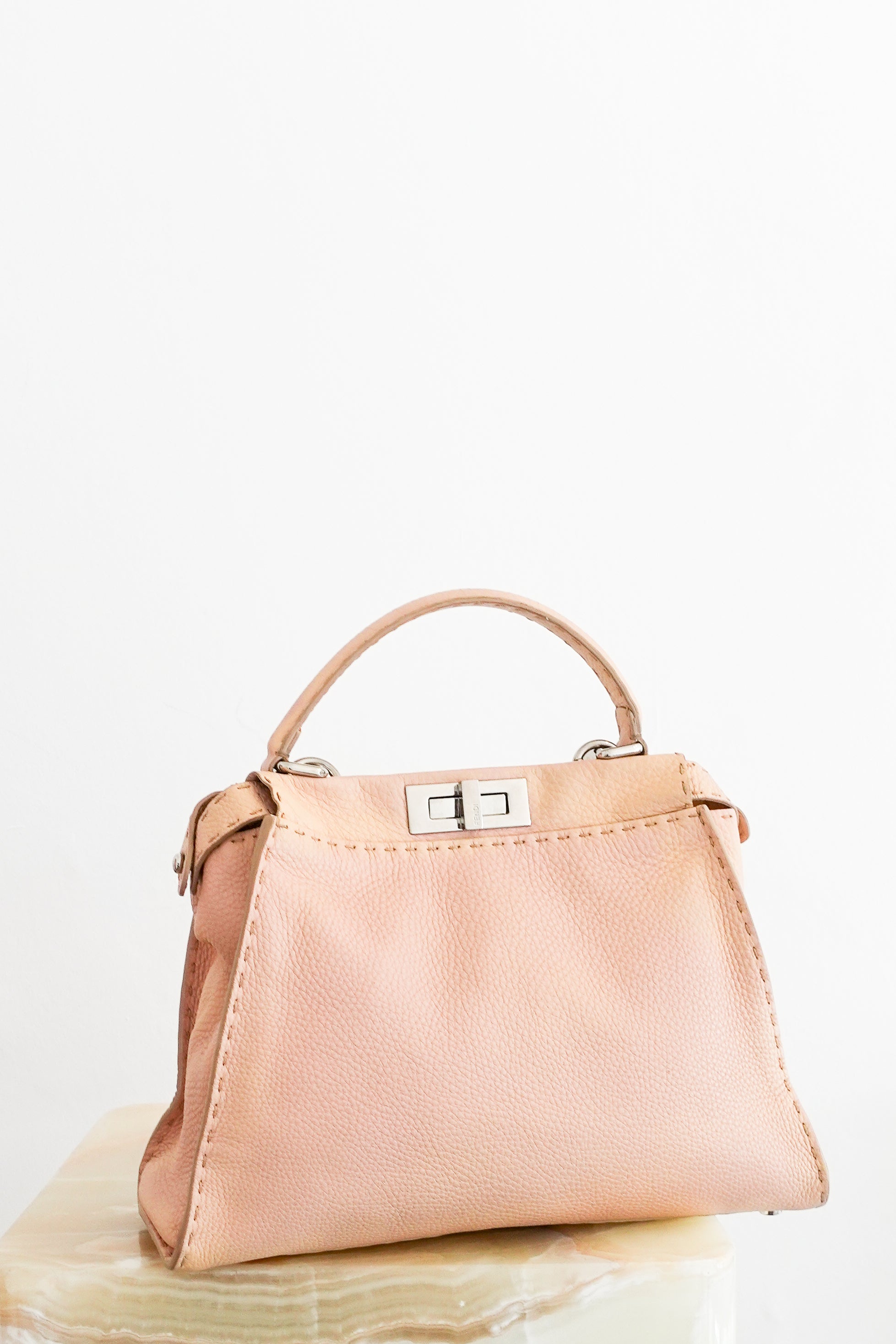 Fendi Cuoio Romano Selleria Beige Medium Peekaboo Satchel RRP £4K | Authentic Preloved