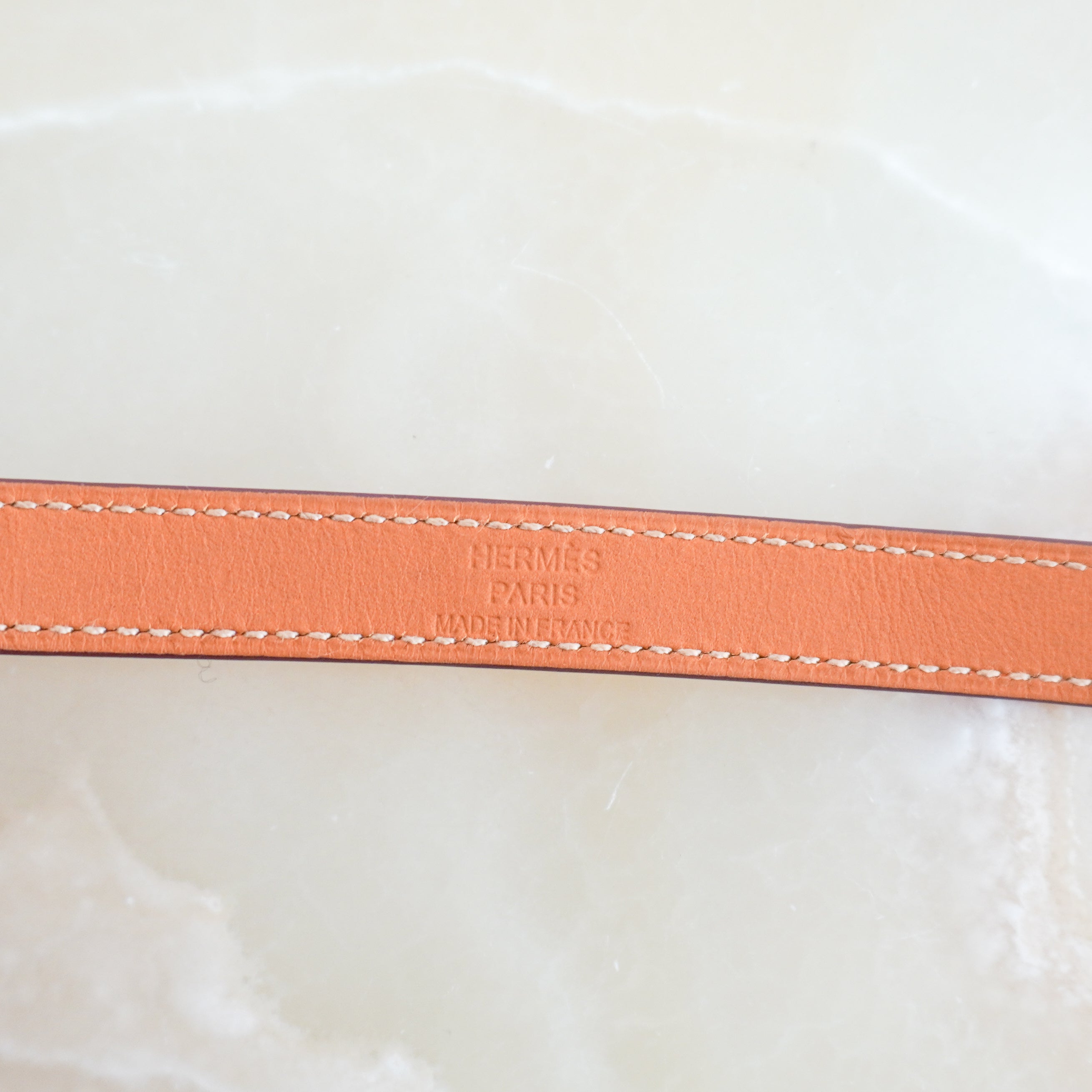 Hermès Kelly Double Tour Bracelet in Feu Epsom Leather and Palladium Hardware (RRP £445) | Authentic Preloved
