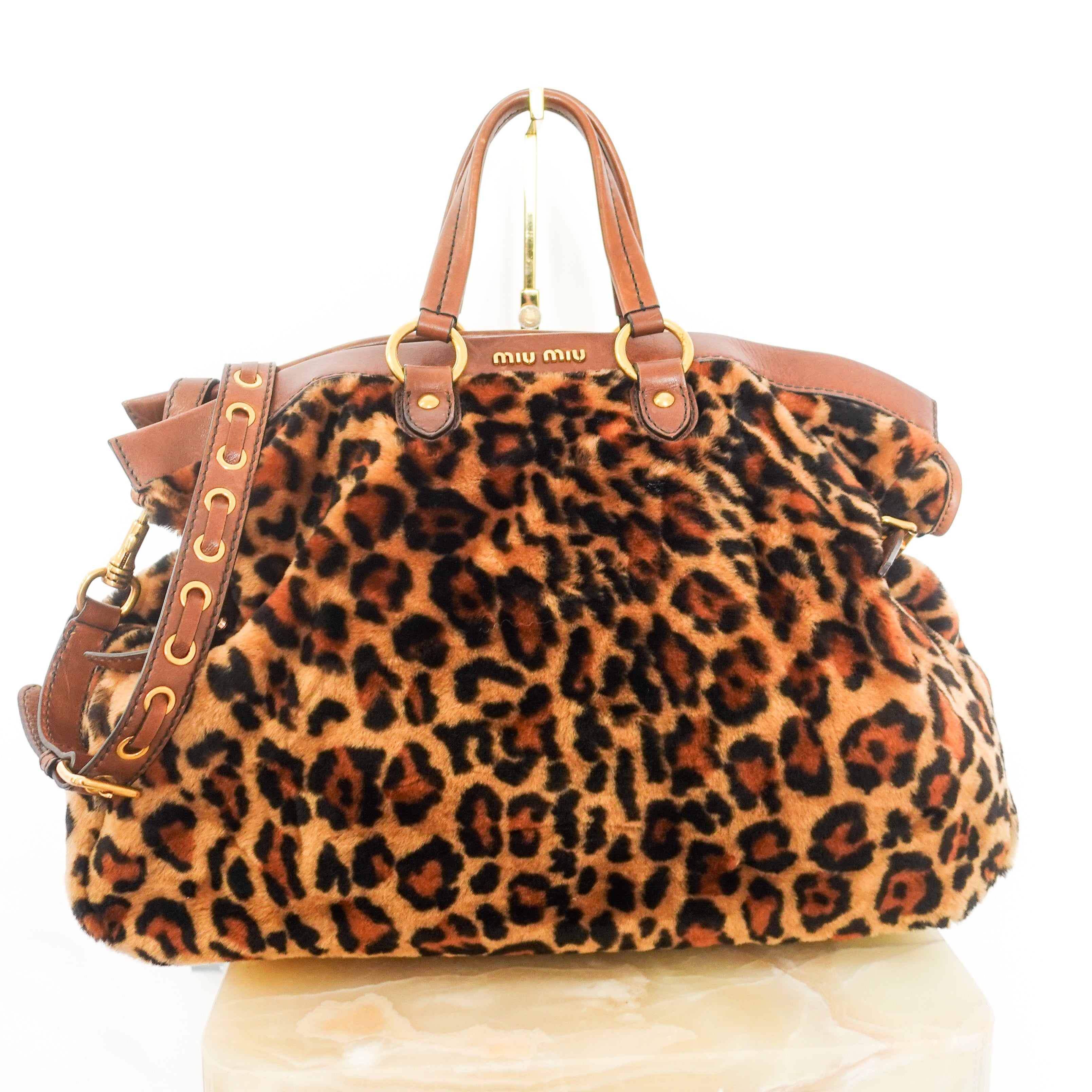 Leopard print fur tote bag RRP £1.3k