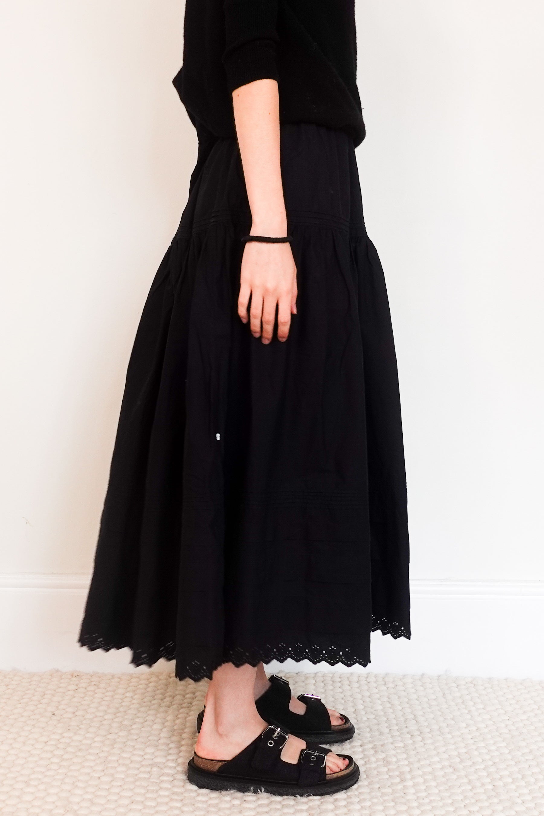 Black cotton midi skirt RRP £275