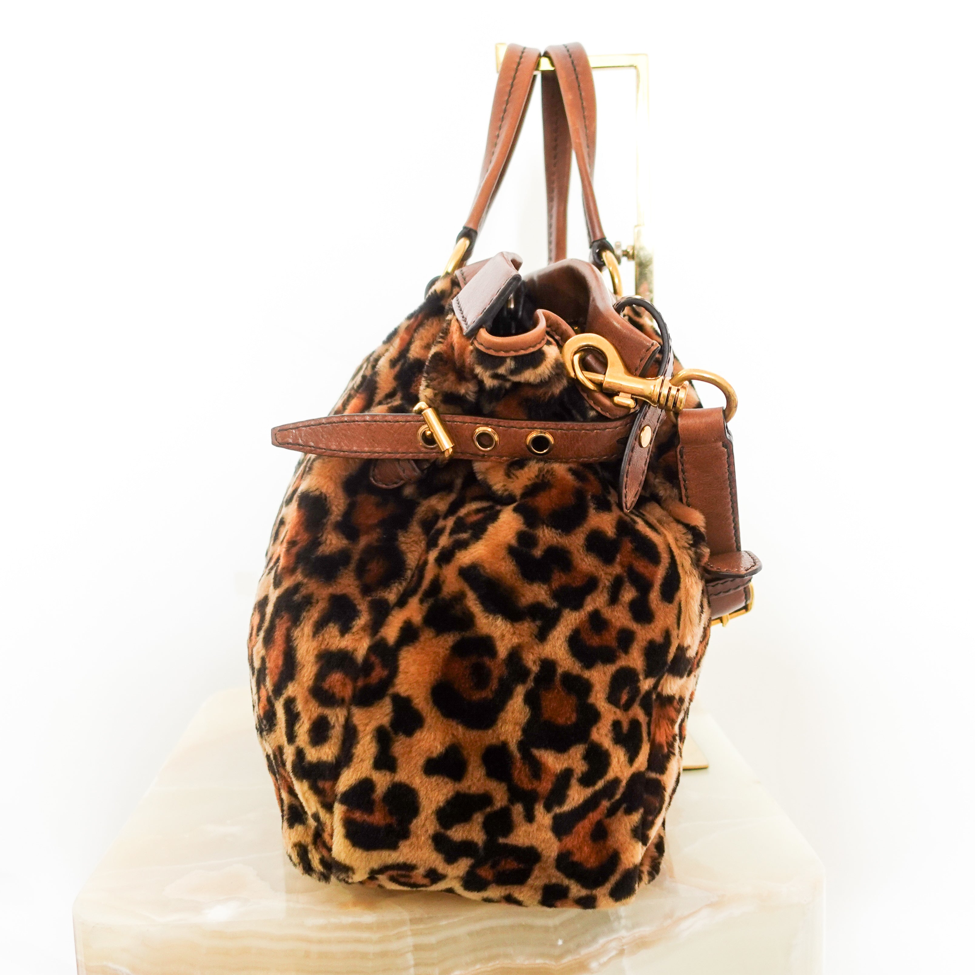 Leopard print fur tote bag RRP £1.3k