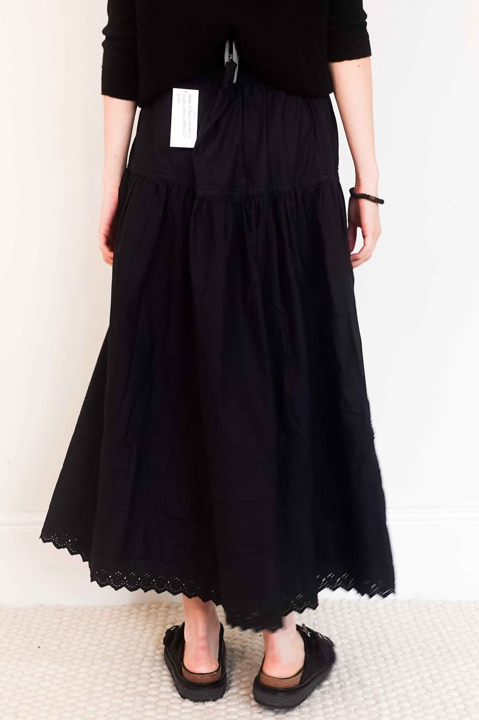 Black cotton midi skirt RRP £275