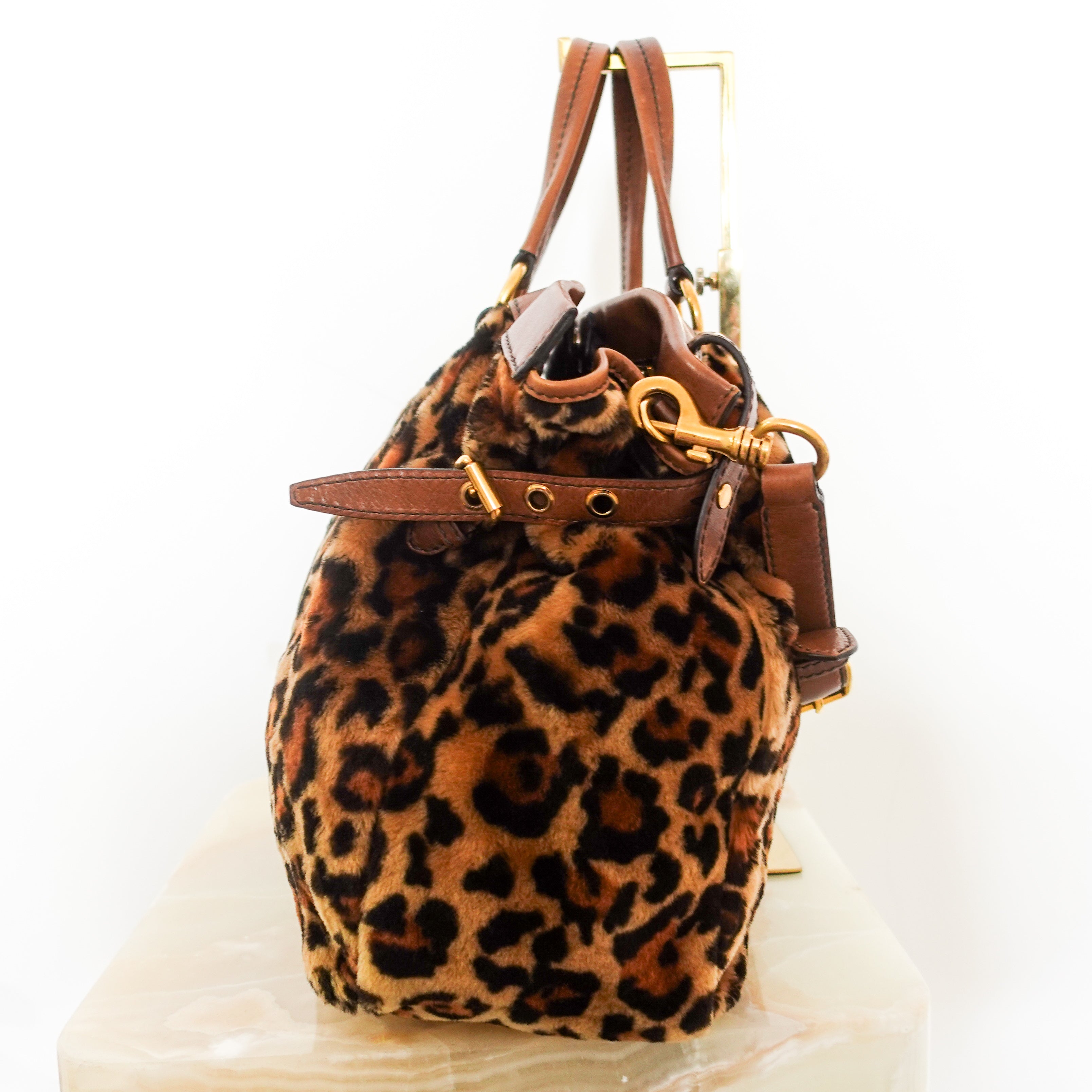 Leopard print fur tote bag RRP £1.3k