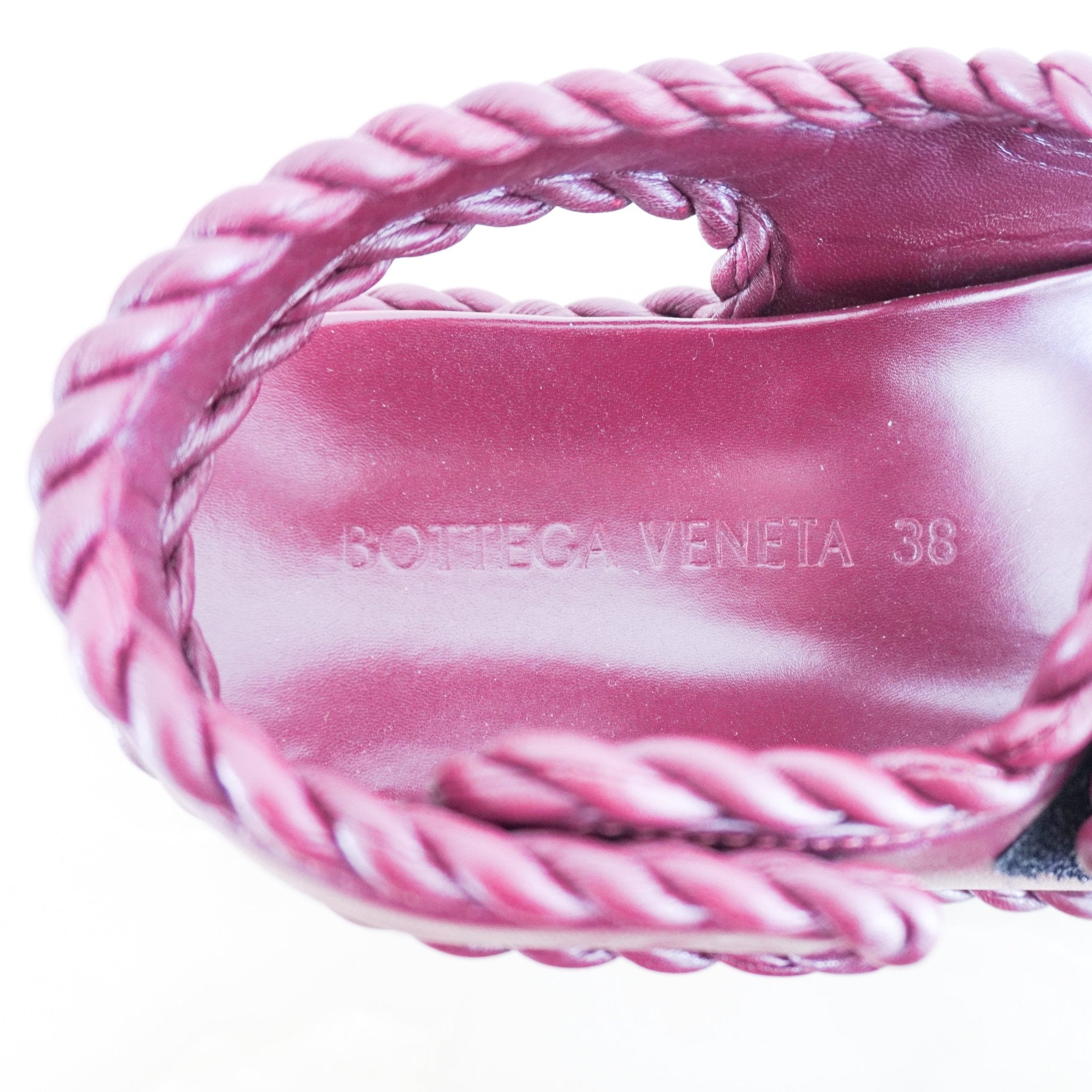 Bottega Veneta Burgundy Braided Jack Flat Sandals RRP £800 | Authentic Preloved - Reloved Again