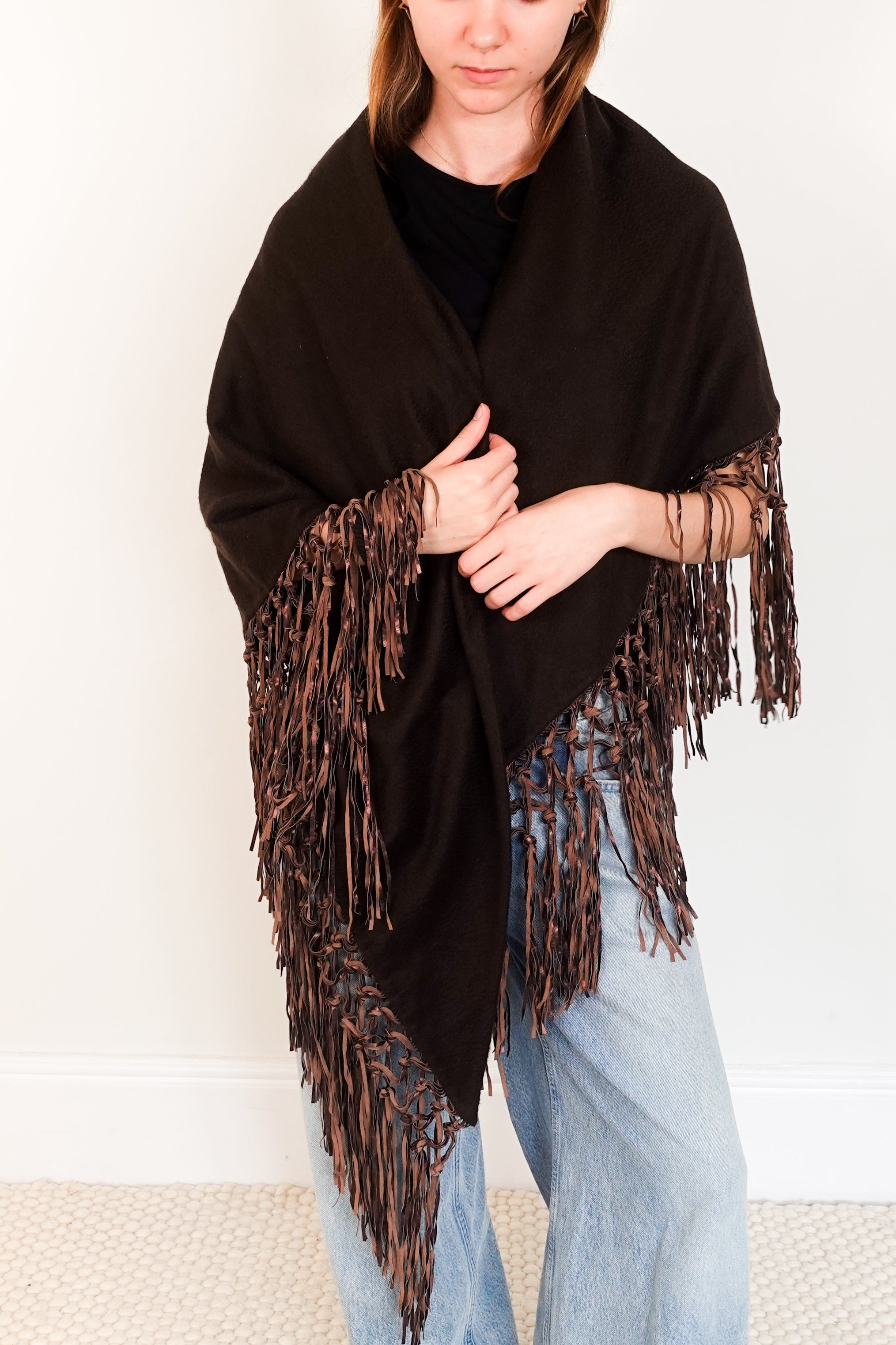 Cashmere tassel brown scarf RRP £525