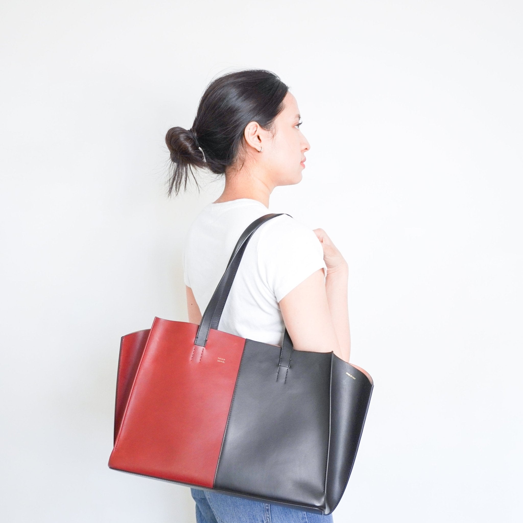 Mansur Gavriel Black & Red Multitude Leather Tote Bag RRP £500 | Authentic Preloved - Reloved Again