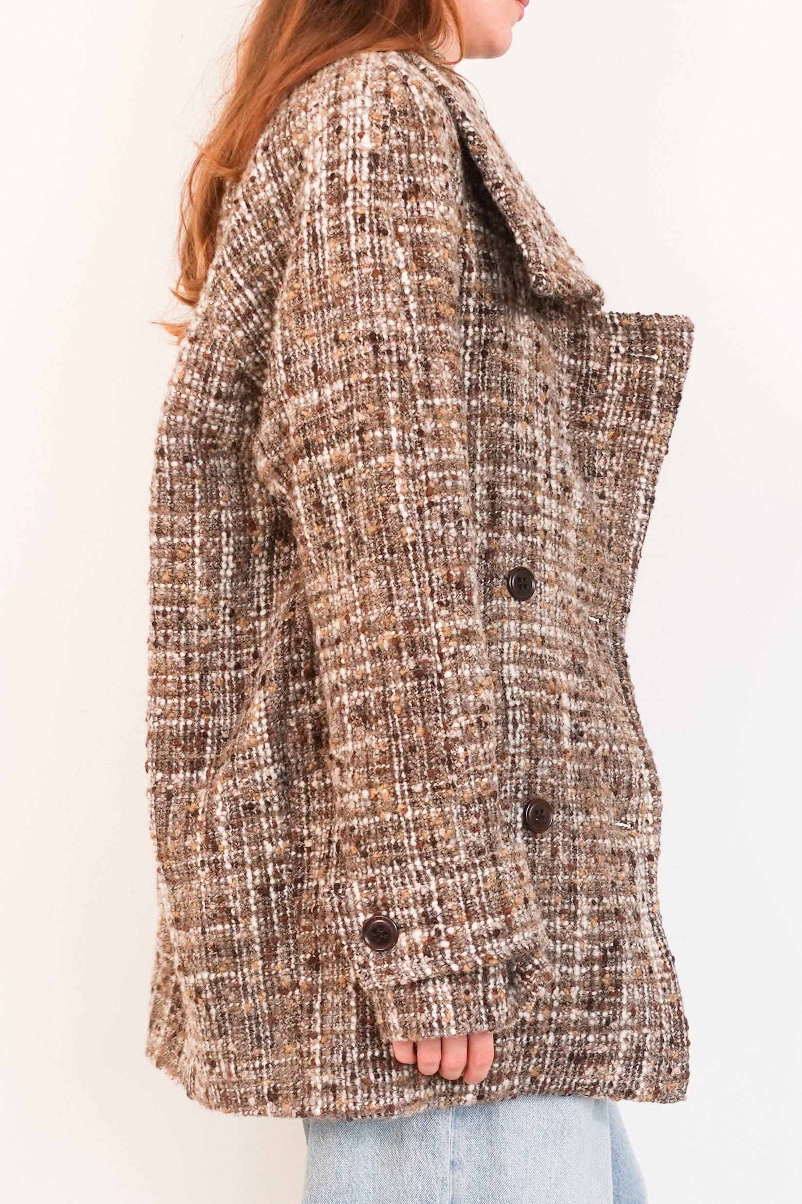 Funnel-neck Bouclé Short Blanket Coat RRP £690