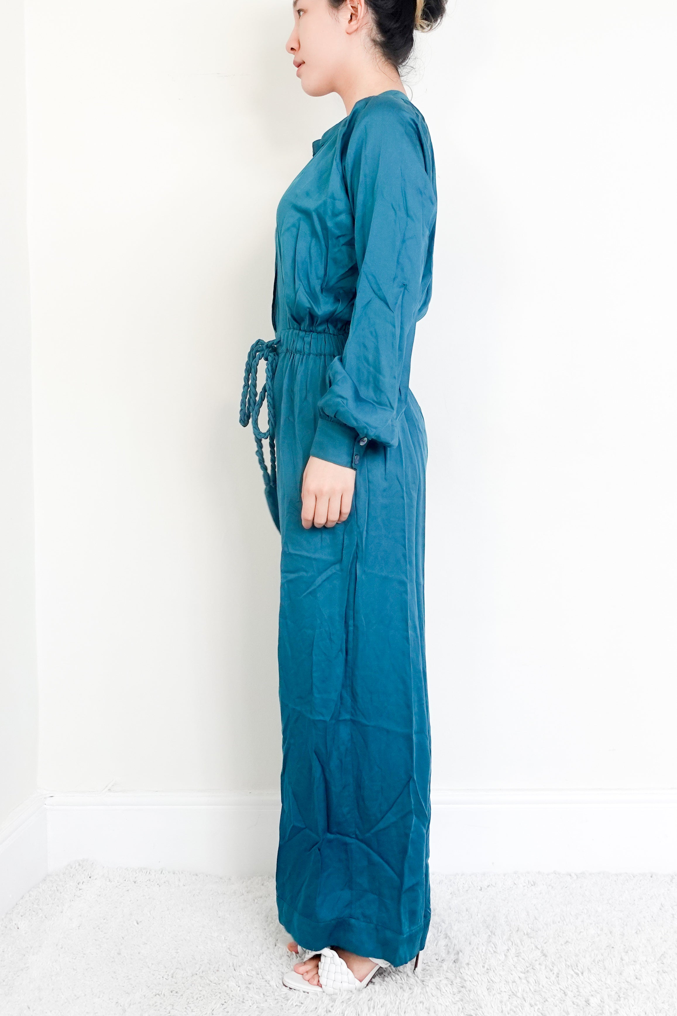Teal jumpsuit long-sleeve RRP £700