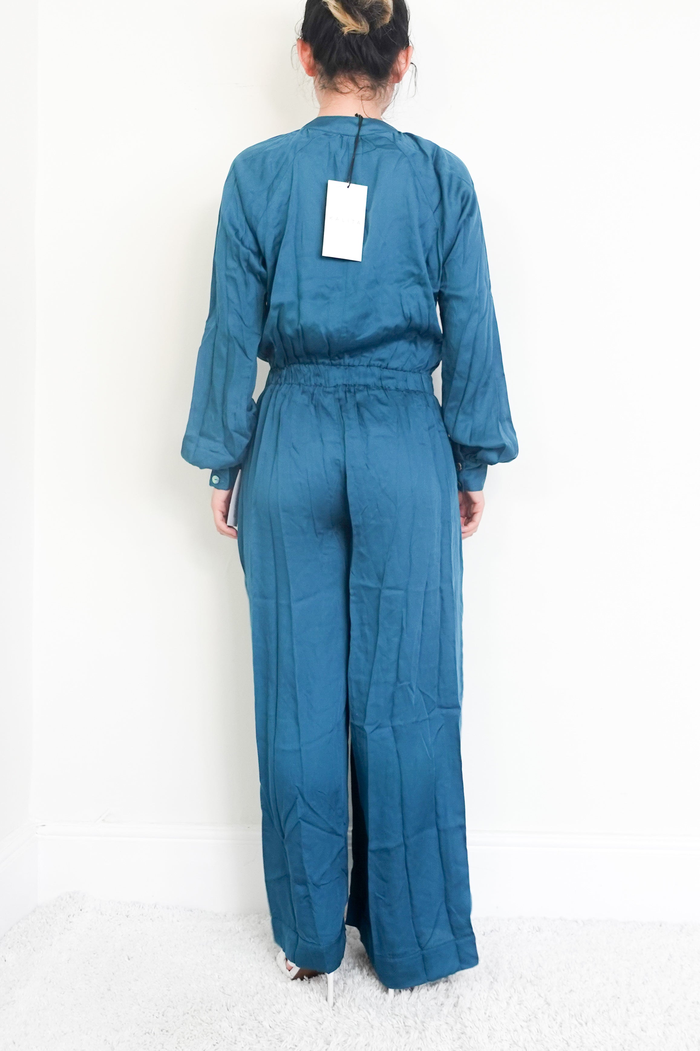 Teal jumpsuit long-sleeve RRP £700