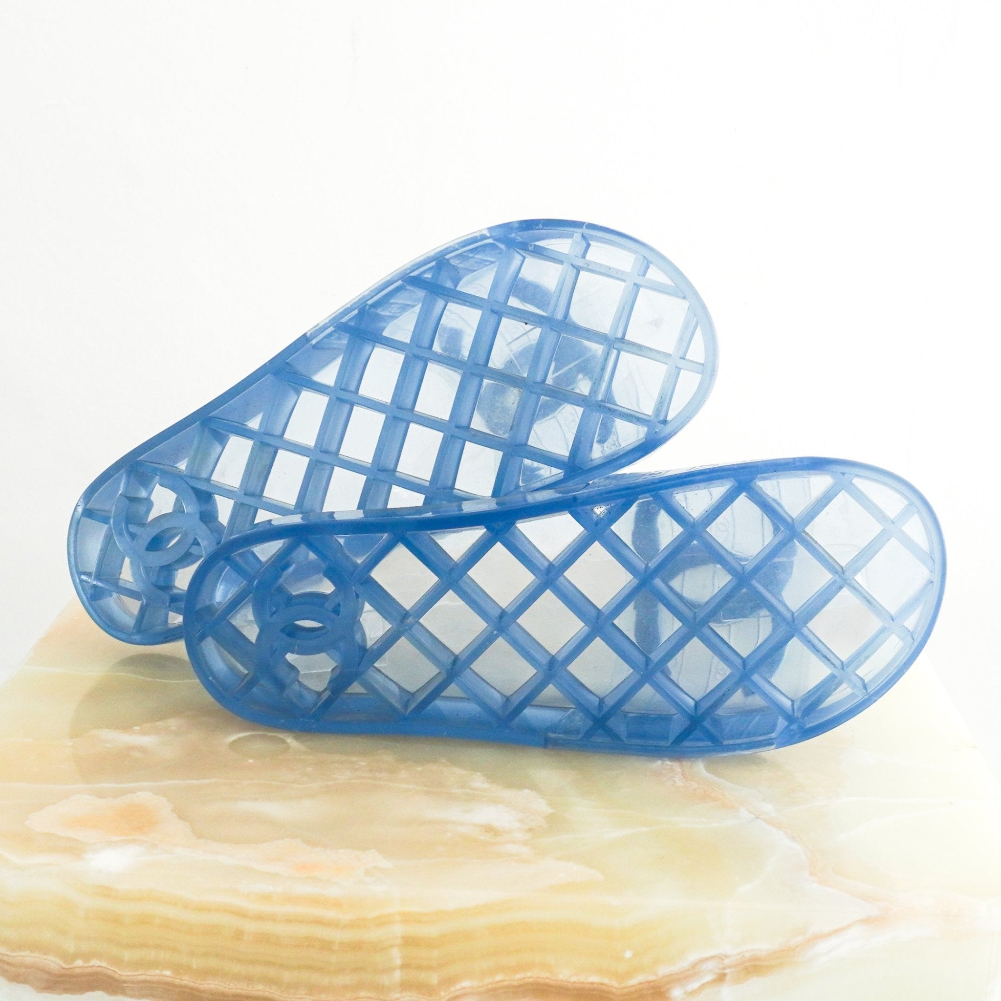 Chanel Blue Jelly Pool Sliders RRP £600 | Authentic Preloved - Reloved Again