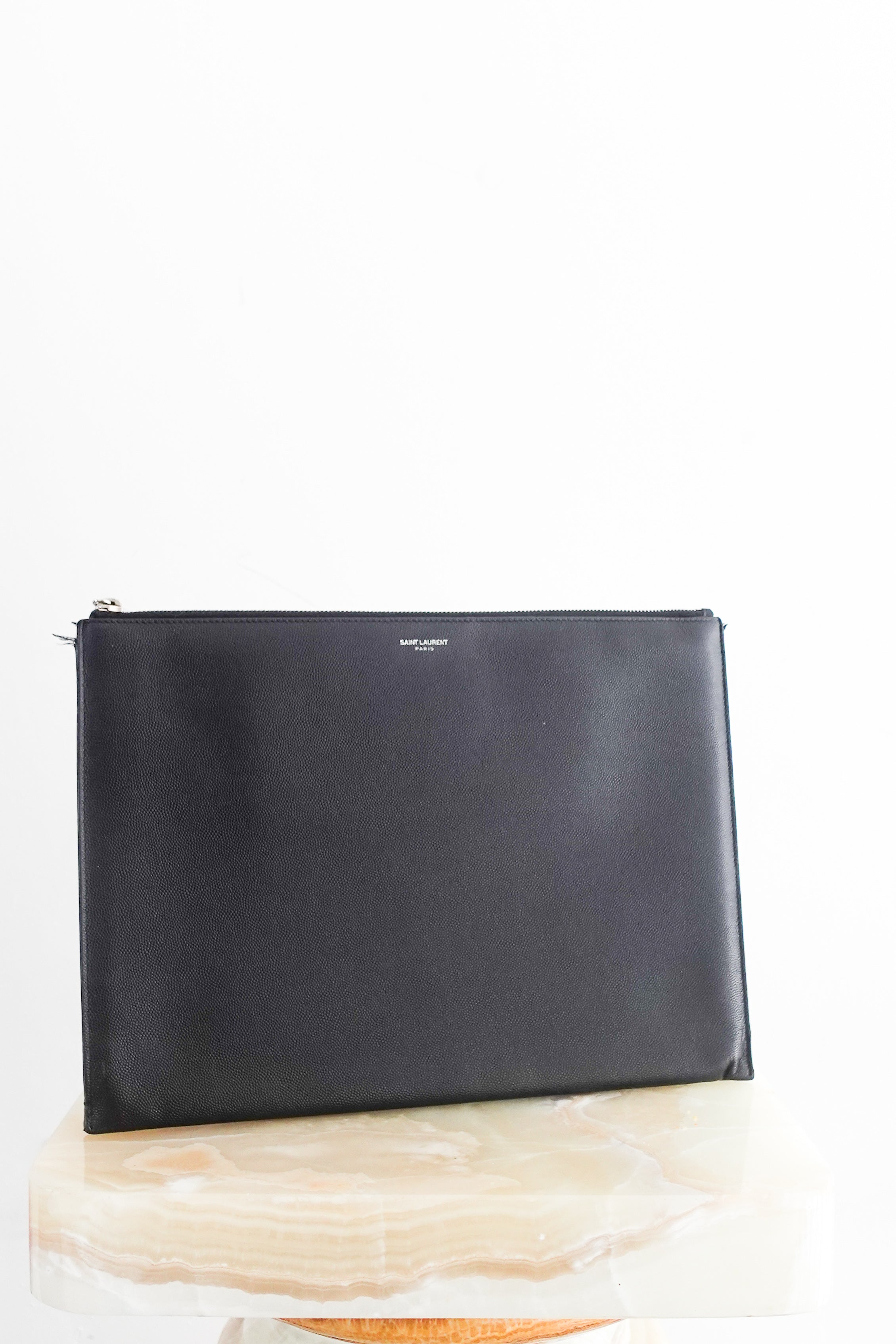 Black grain leather pouch RRP £800