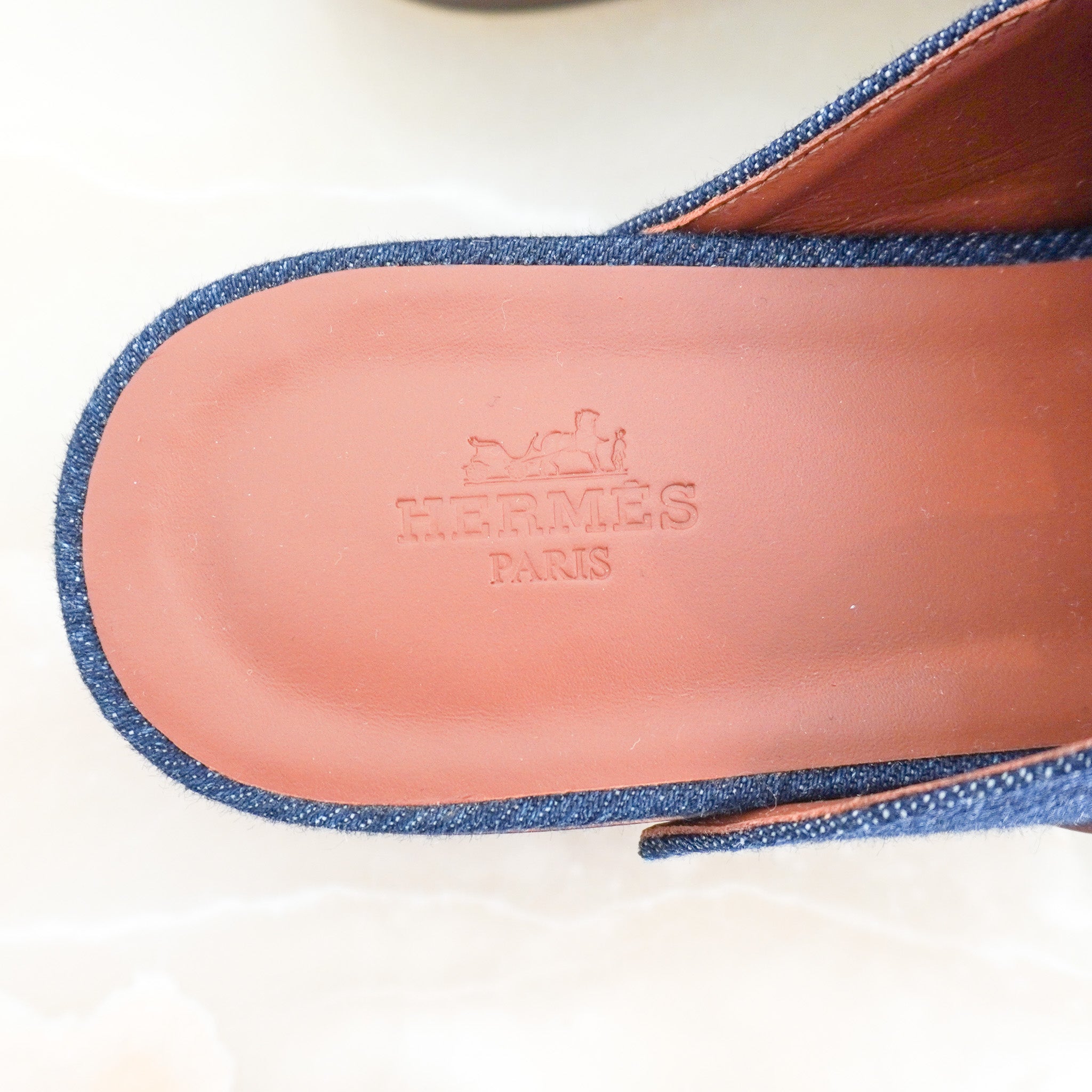Hermès Carlotta Denim Mules (RRP £1200) | Authentic Preloved