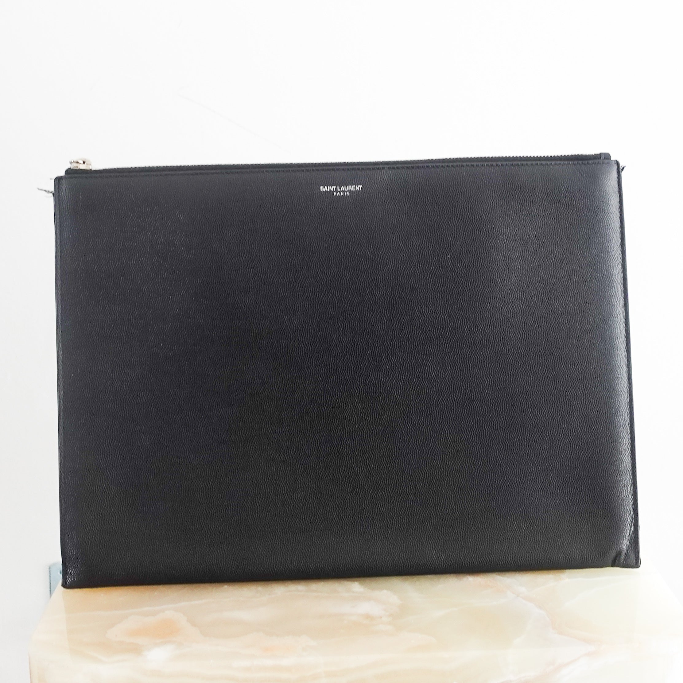 Black grain leather pouch RRP £800