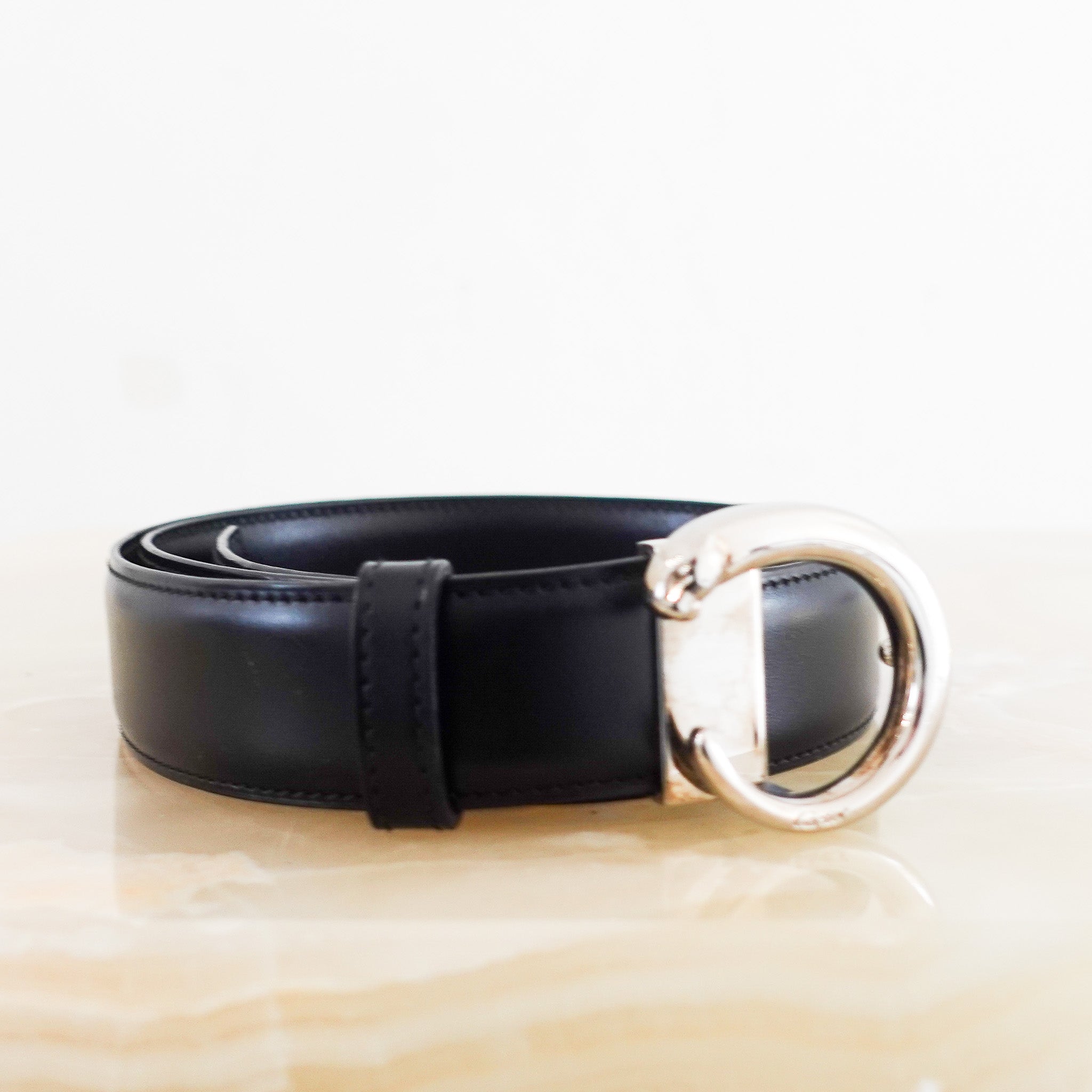 Black leather belt RRP £450