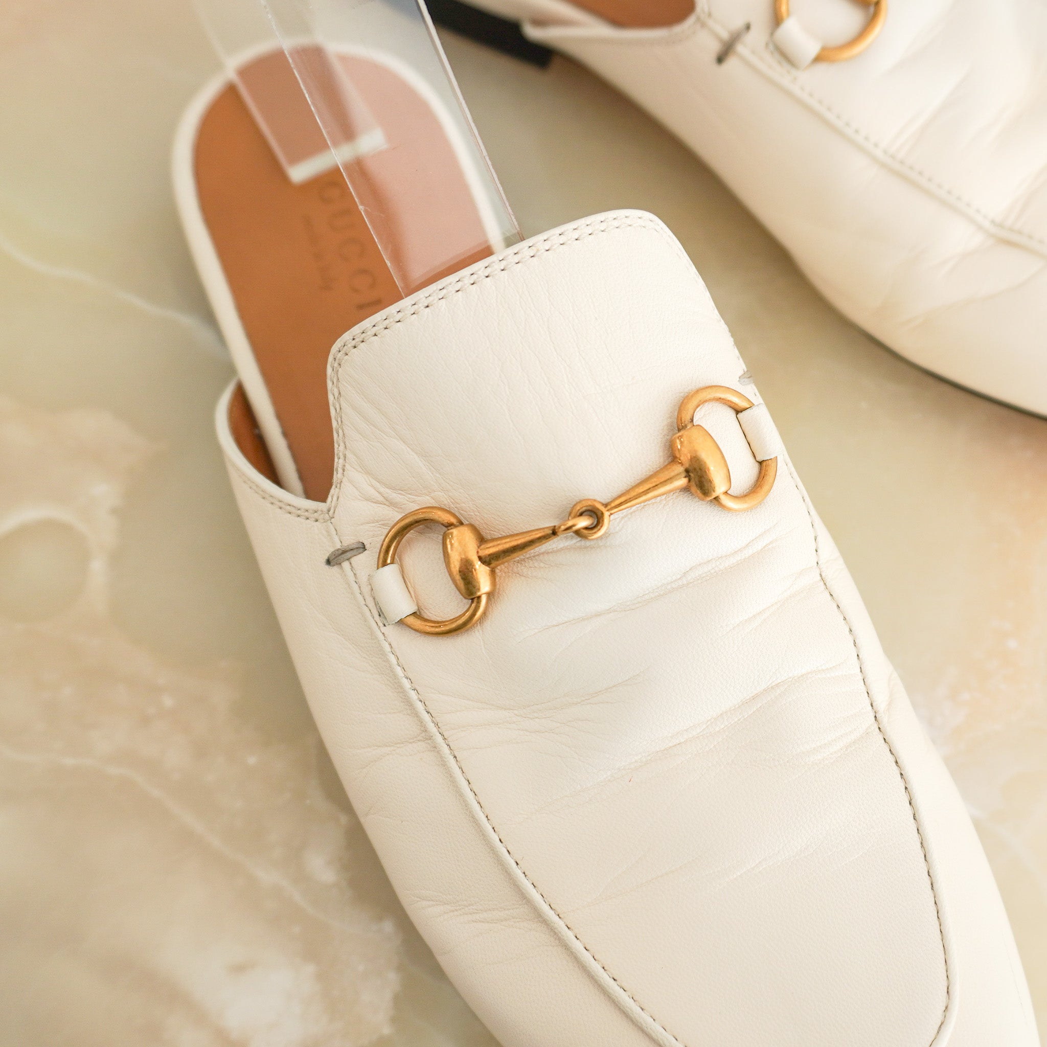 Gucci Princetown Cream Leather Flats RRP £850 | Authentic Preloved
