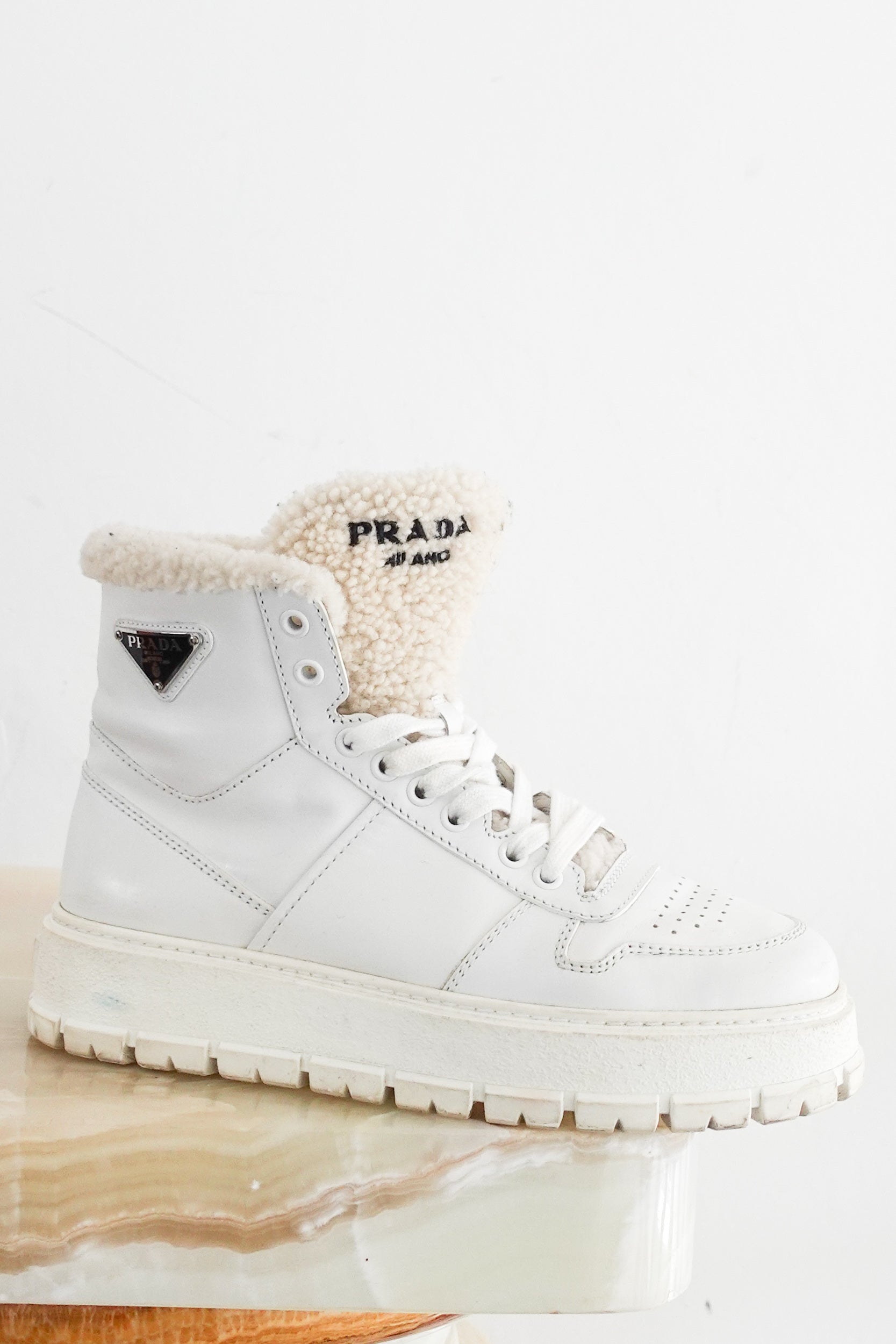 Shearling high top trainer boots RRP £700