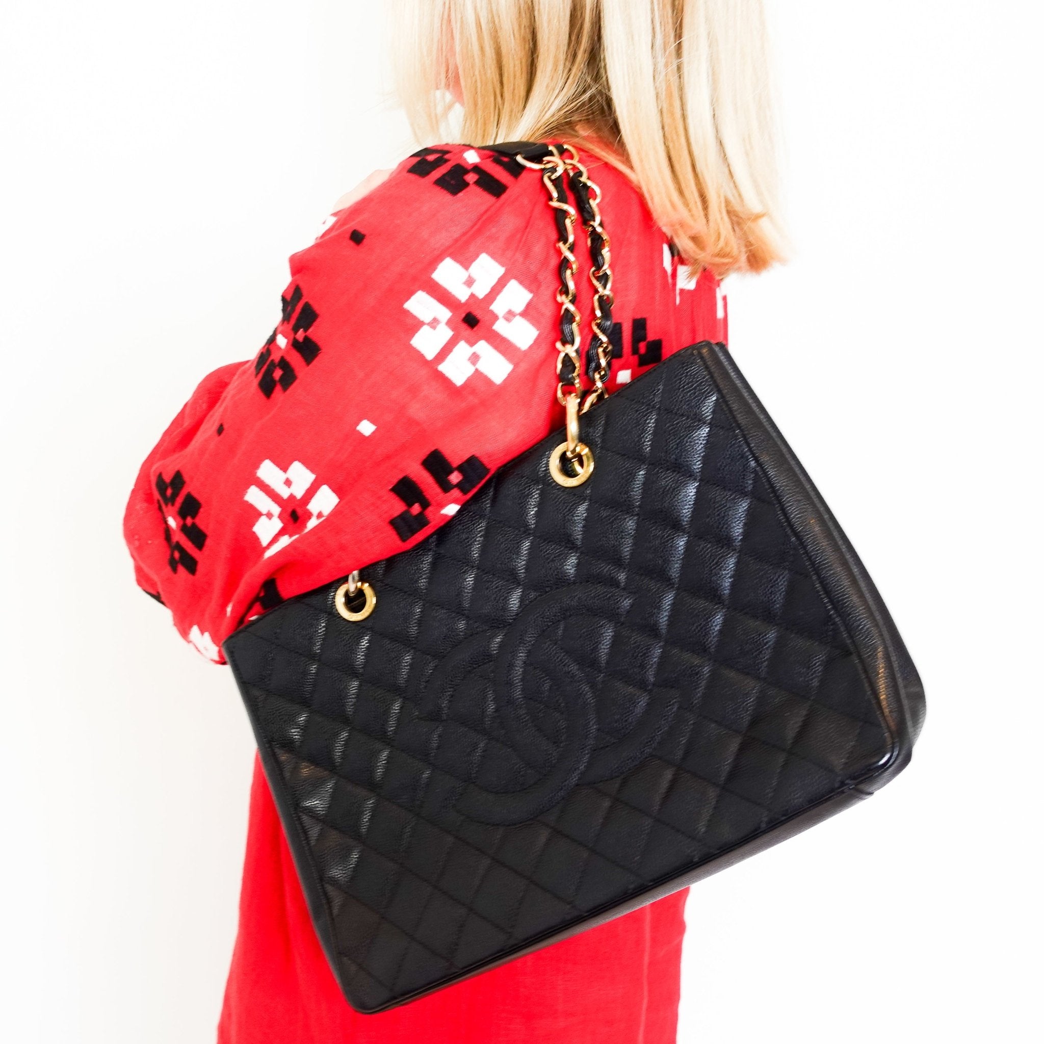 Chanel Black Quilted Caviar Timeless Grand Shopping Tote with Gold Hardware RRP £5K | Authentic Preloved - Reloved Again