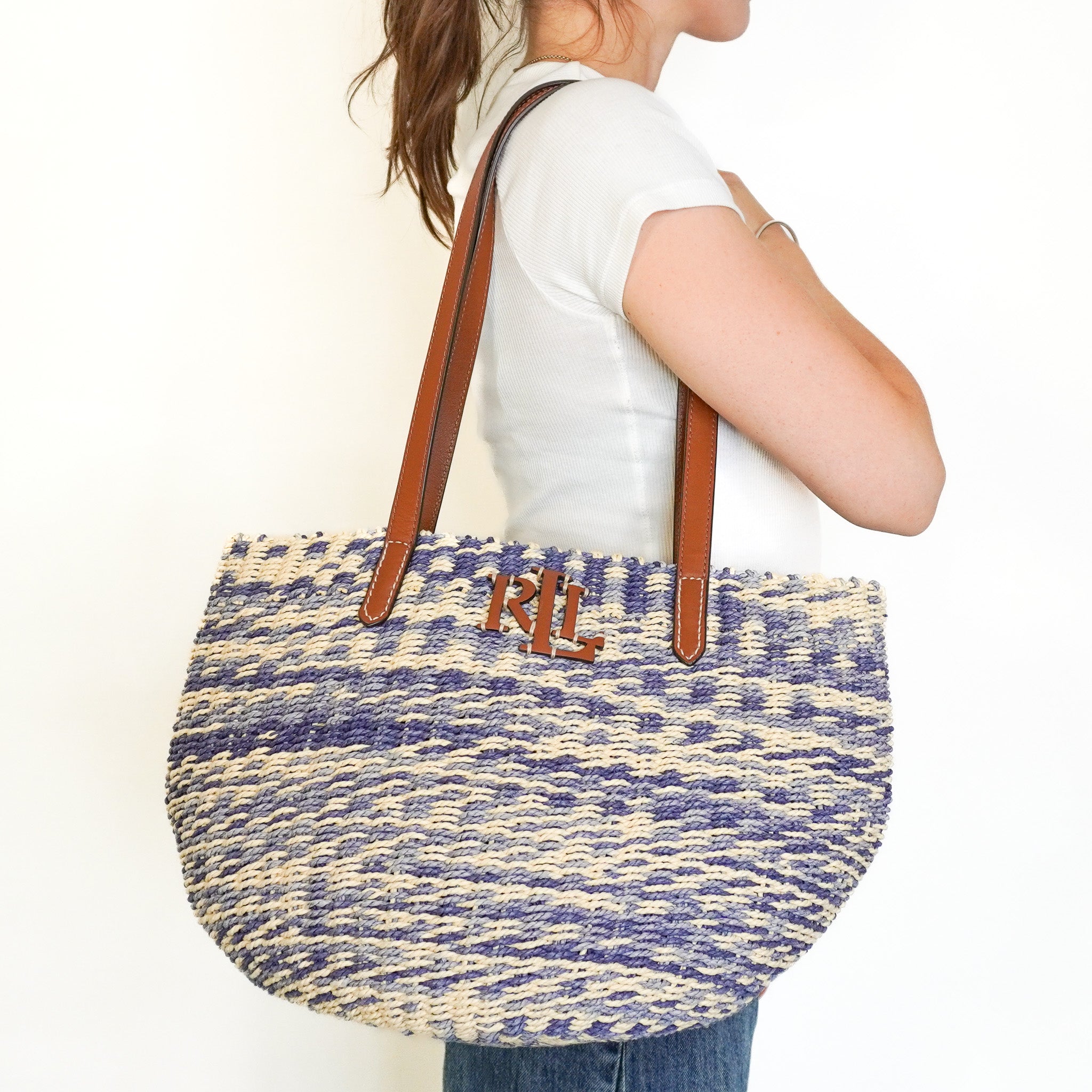 Ralph Lauren Beach Bag in Blue and Cream (RRP £279) | Authentic Preloved