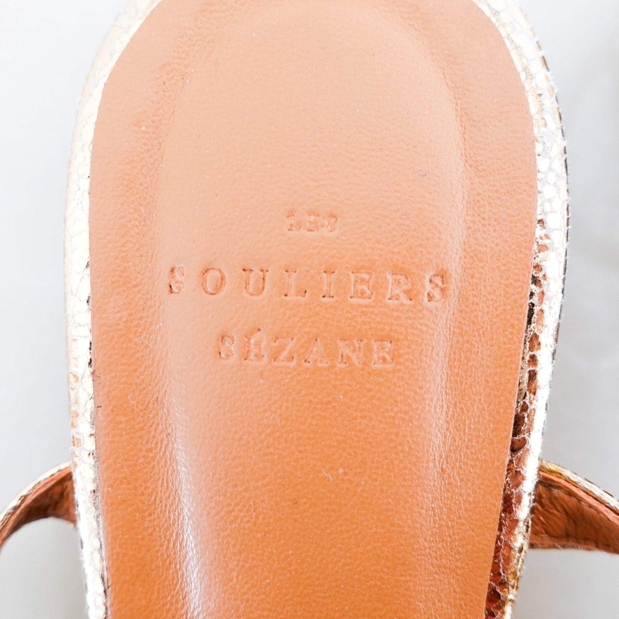 Sézane Gloria Metallic Gold Leather Flats RRP £170 | Authentic Preloved - Reloved Again