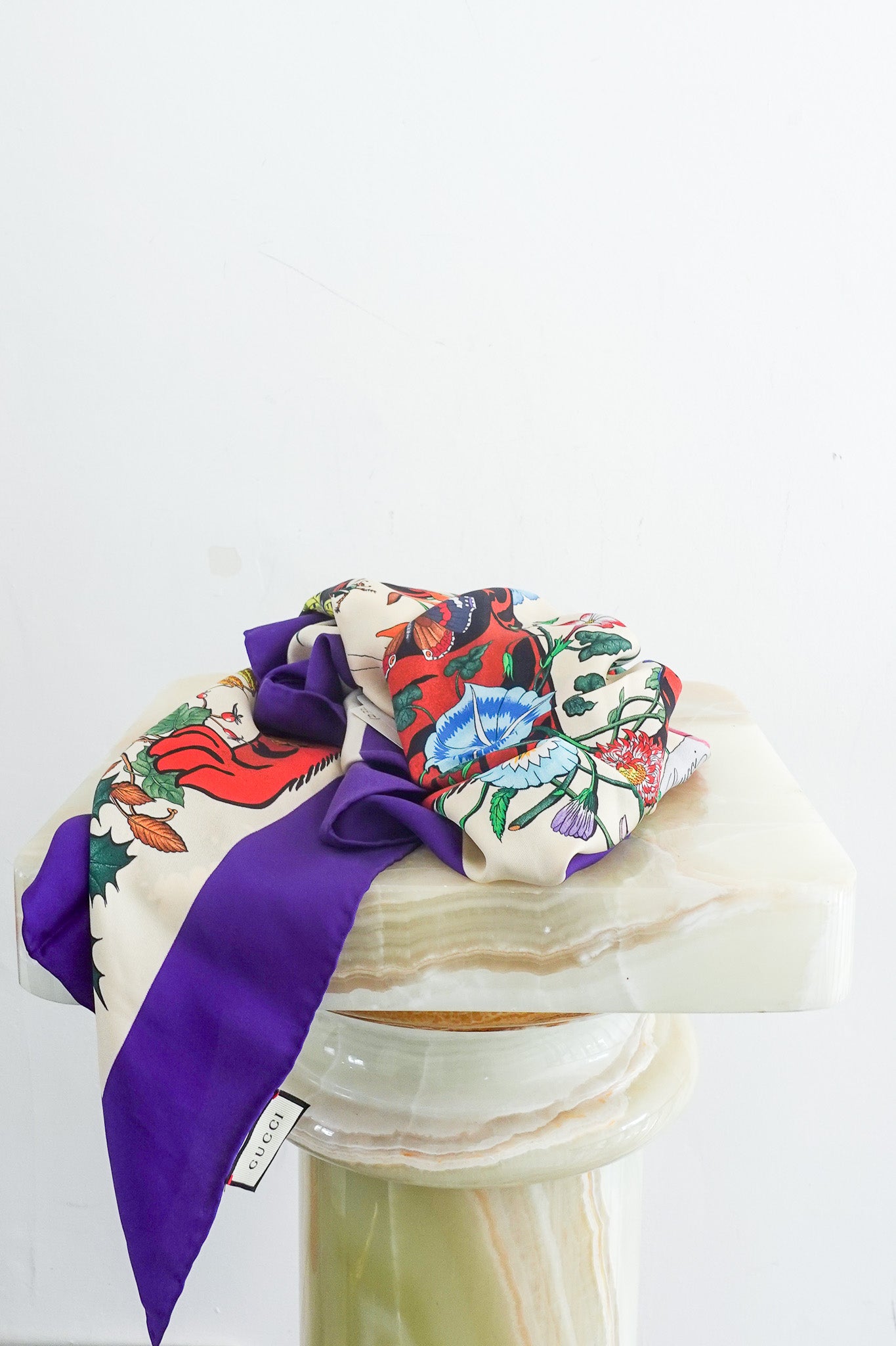 NEW Purple floral silk scarf RRP £450