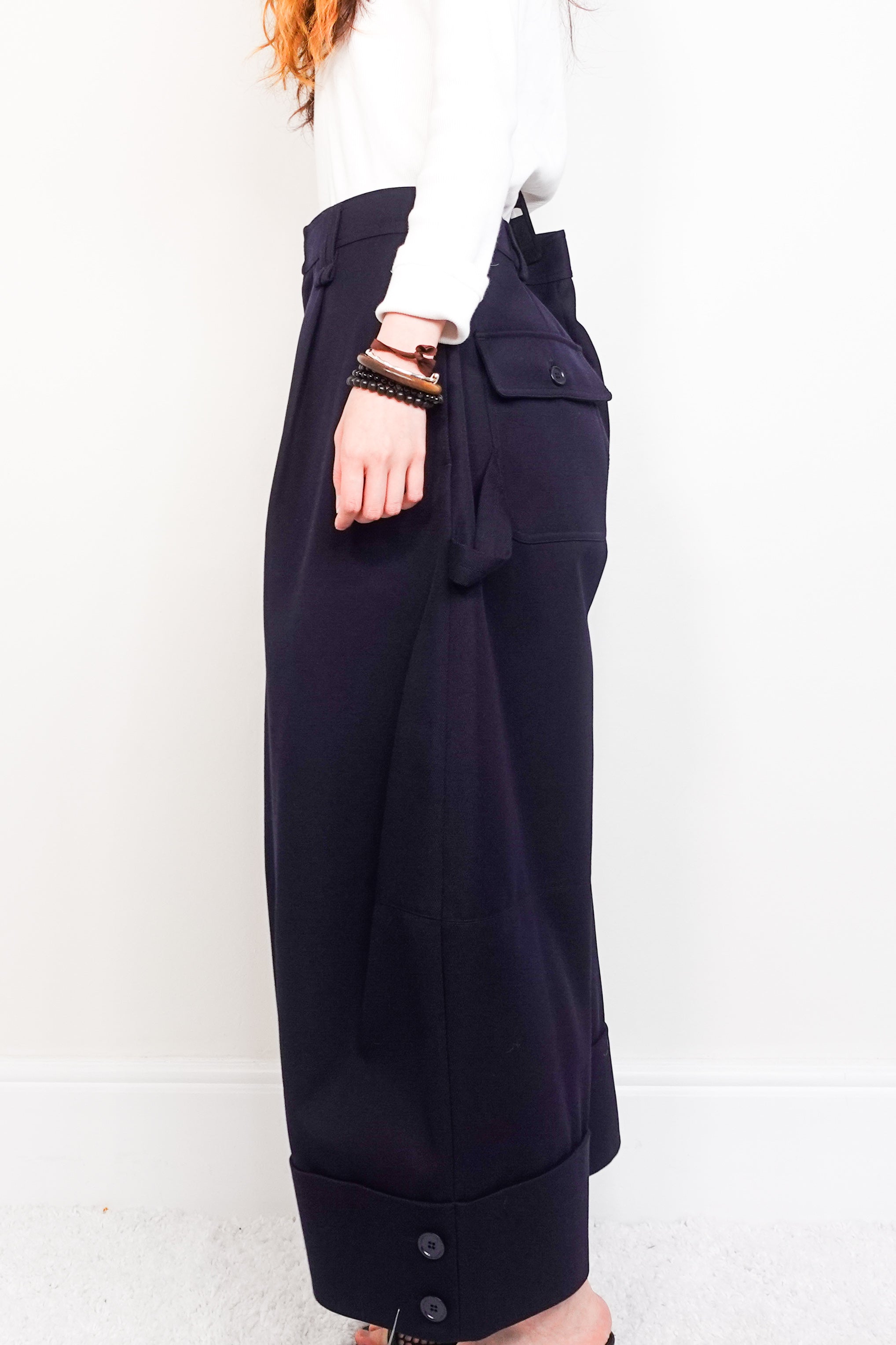 NEW Navy wide leg trousers RRP £500