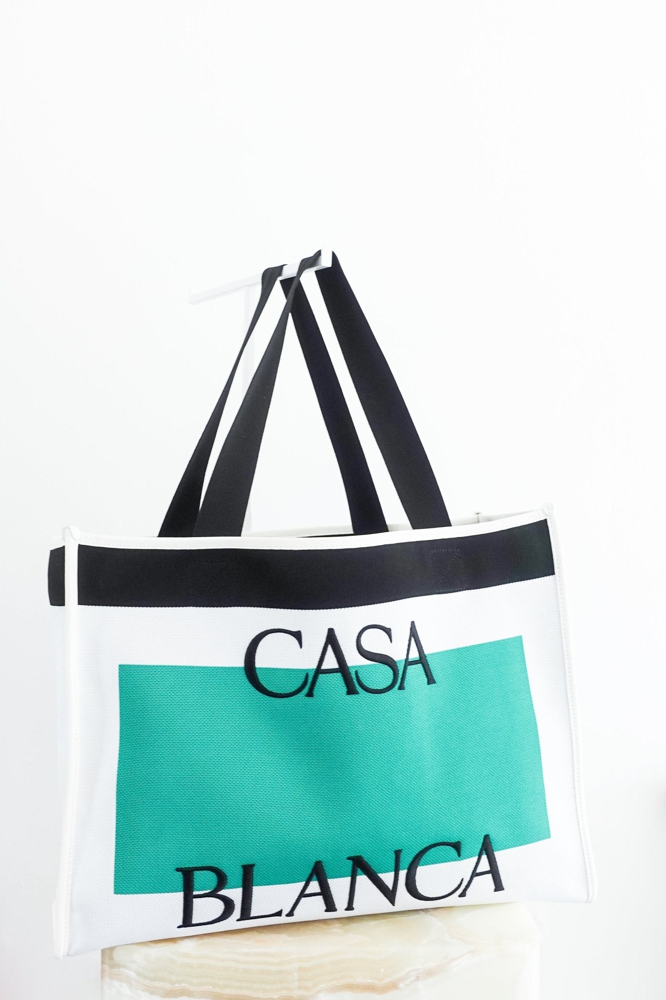 Casa Blanca Paris White, Green & Black Tote Bag RRP £1,200 | Authentic Preloved - Reloved Again