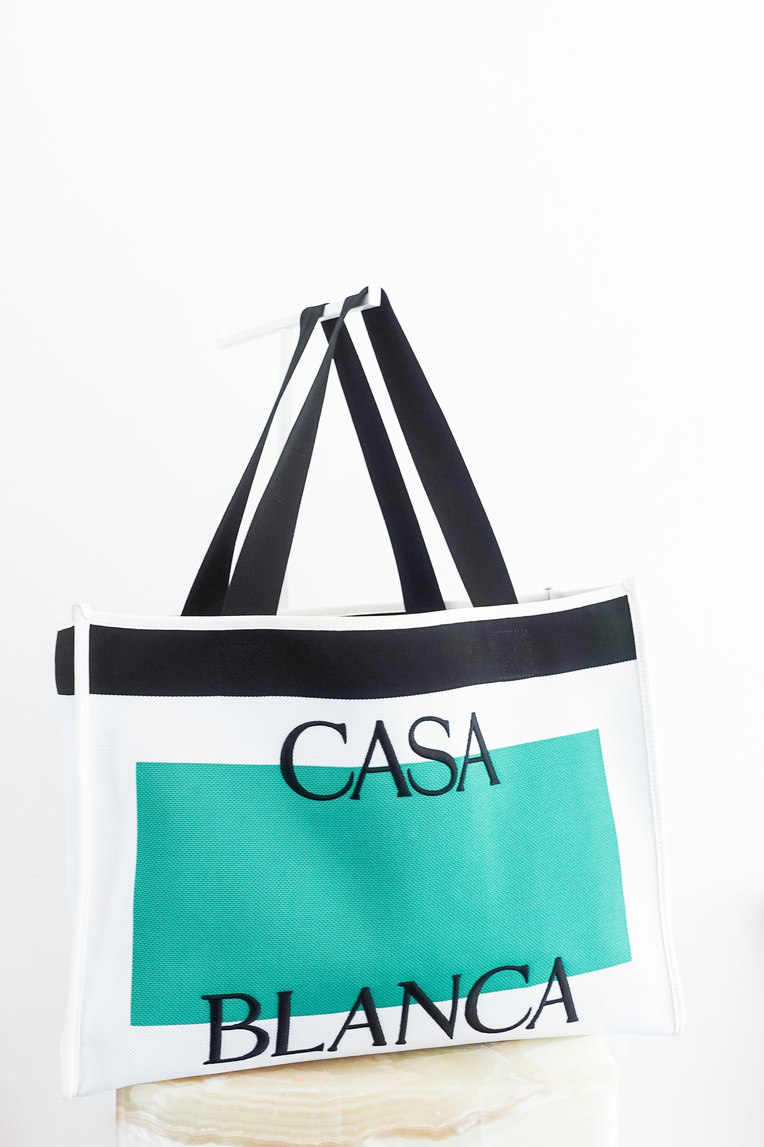 Casa Blanca Paris White, Green & Black Tote Bag RRP £1,200 | Authentic Preloved