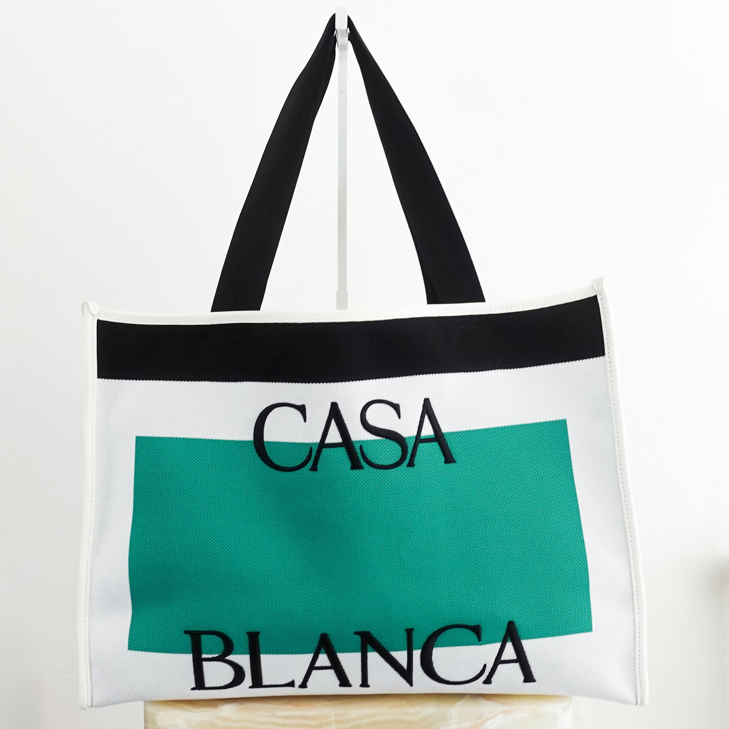 Casa Blanca Paris White, Green & Black Tote Bag RRP £1,200 | Authentic Preloved