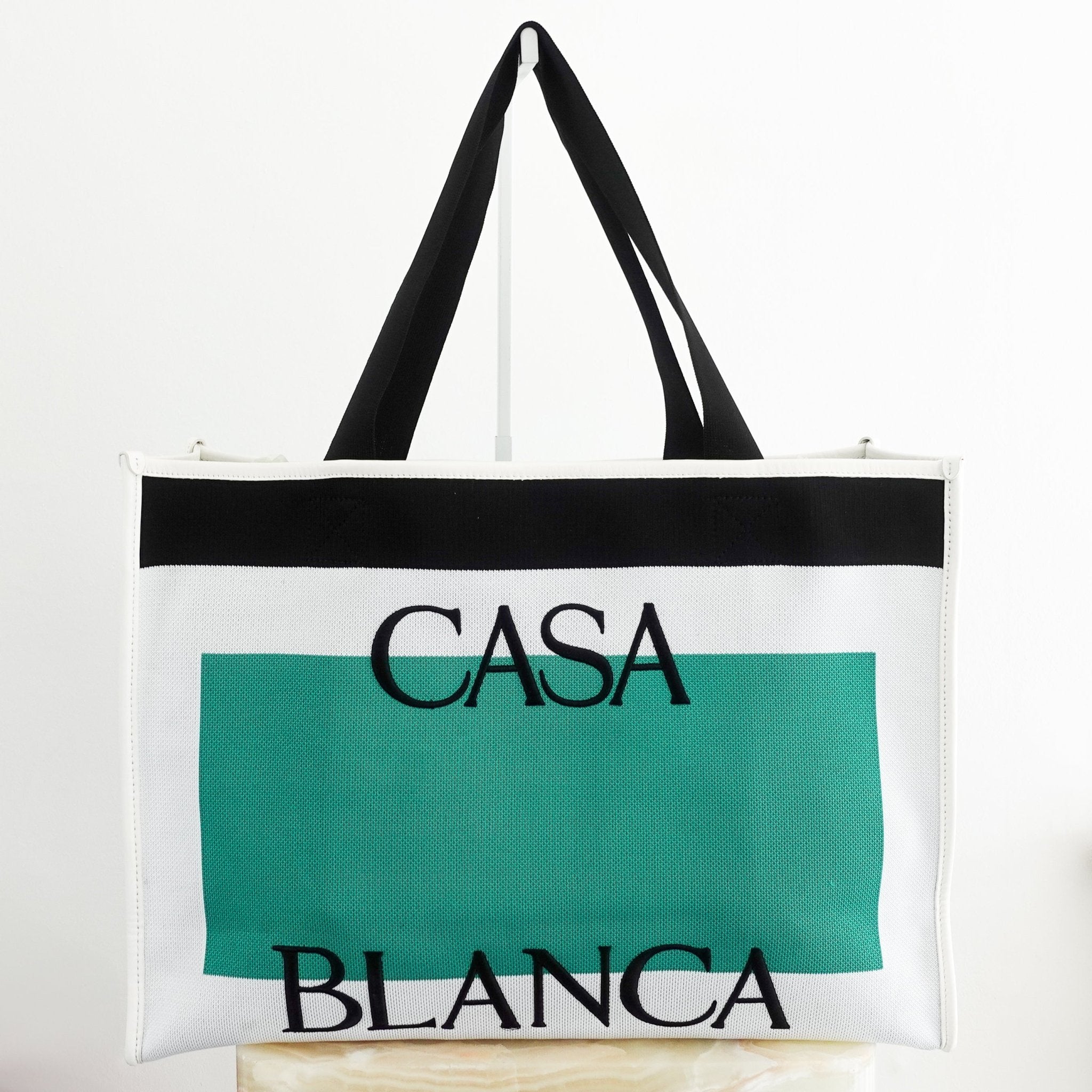 Casa Blanca Paris White, Green & Black Tote Bag RRP £1,200 | Authentic Preloved - Reloved Again