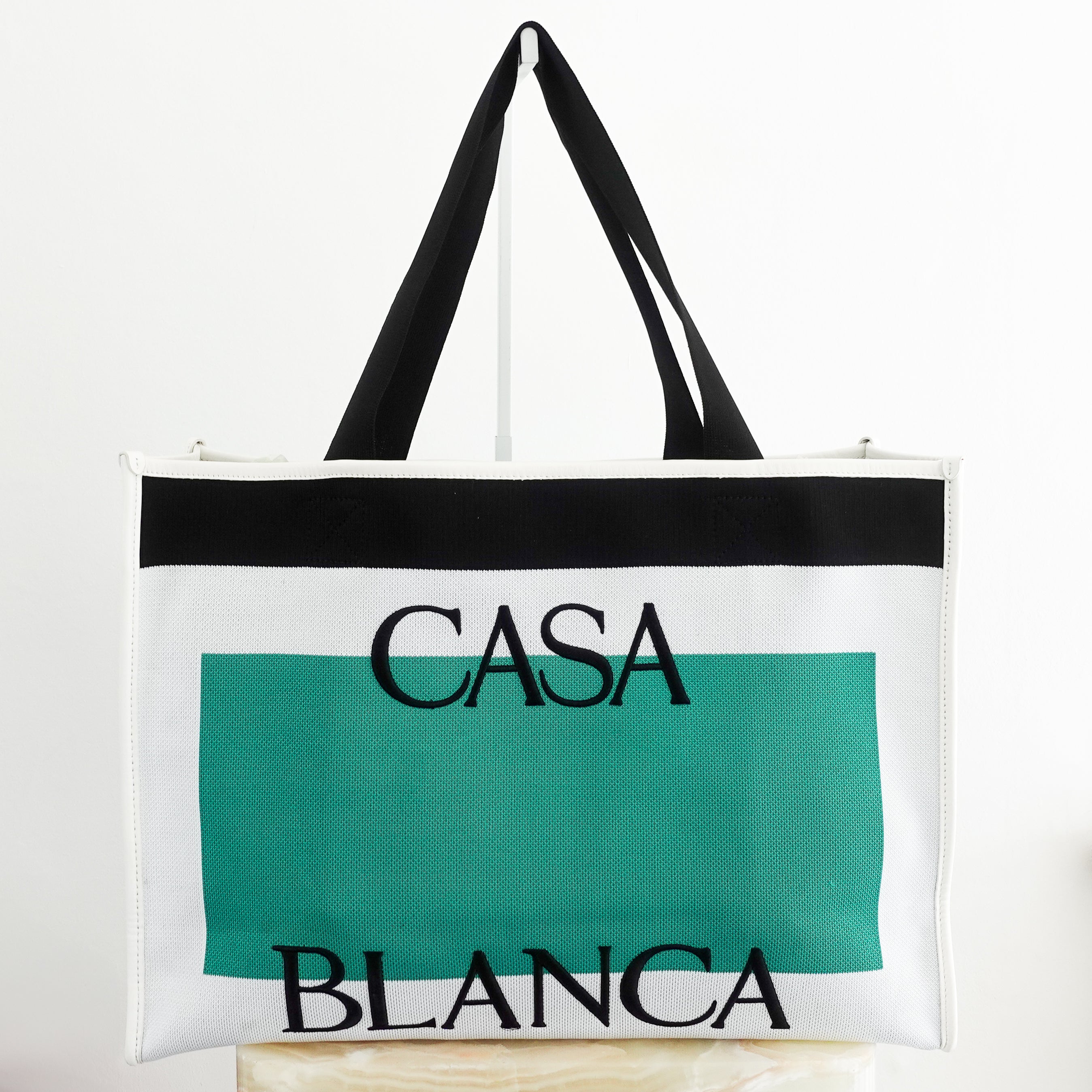 Casa Blanca Paris White, Green & Black Tote Bag RRP £1,200 | Authentic Preloved